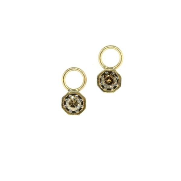 Closeup photo of Tiny Champagne Diamond Octagon Earring Charms