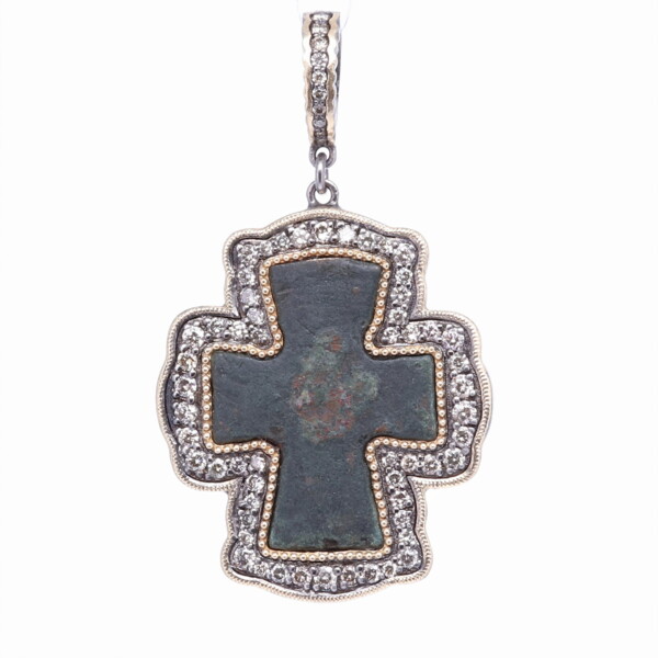Closeup photo of Byzantine Artifact Cross Pendant