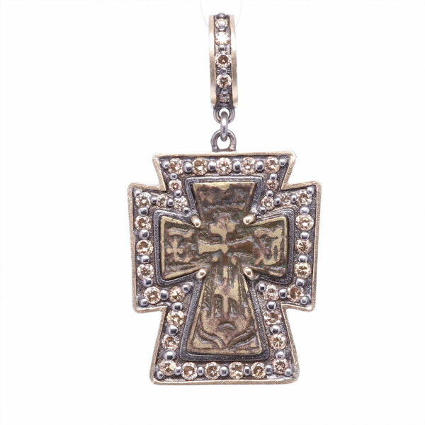 Closeup photo of Antique Russian Orthodox Cross Pendant