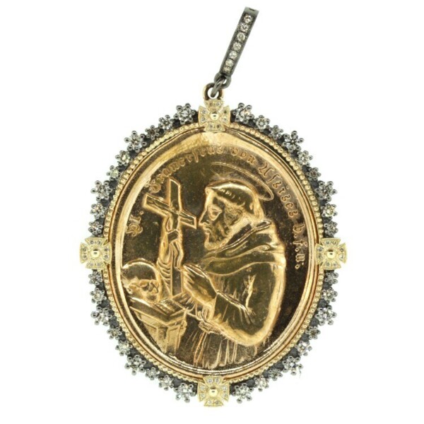 Closeup photo of 1900s German St. Francis of Assisi Medal Pendant