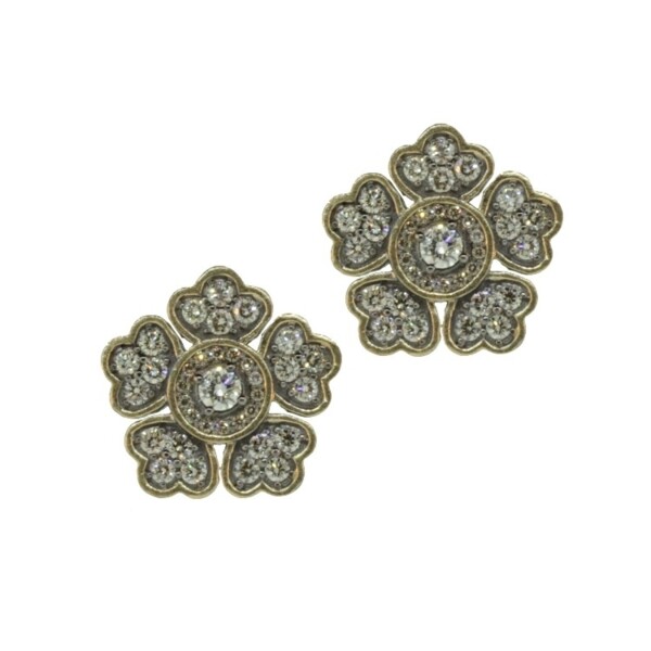 Closeup photo of In Bloom Large Flower Diamond Stud Earrings