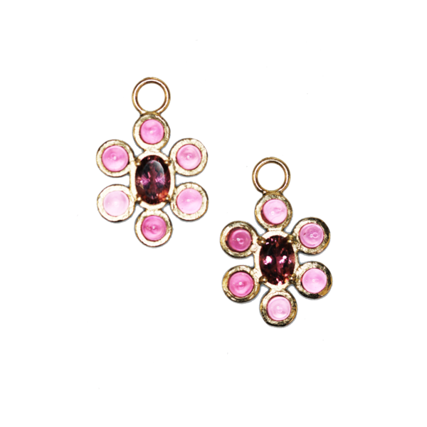 Closeup photo of In Bloom Pink Tourmaline Flower Earring Charm