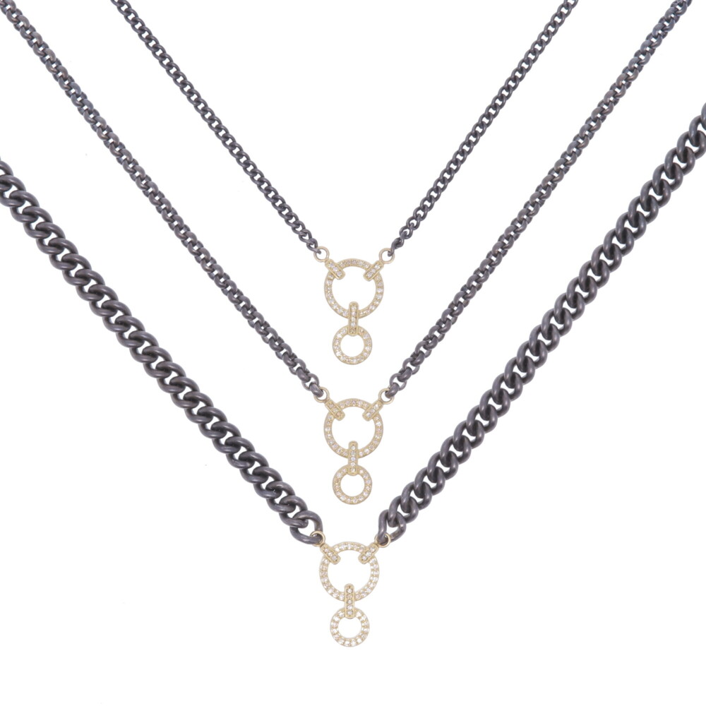 Classic Diamond Double Circle Display Necklace 