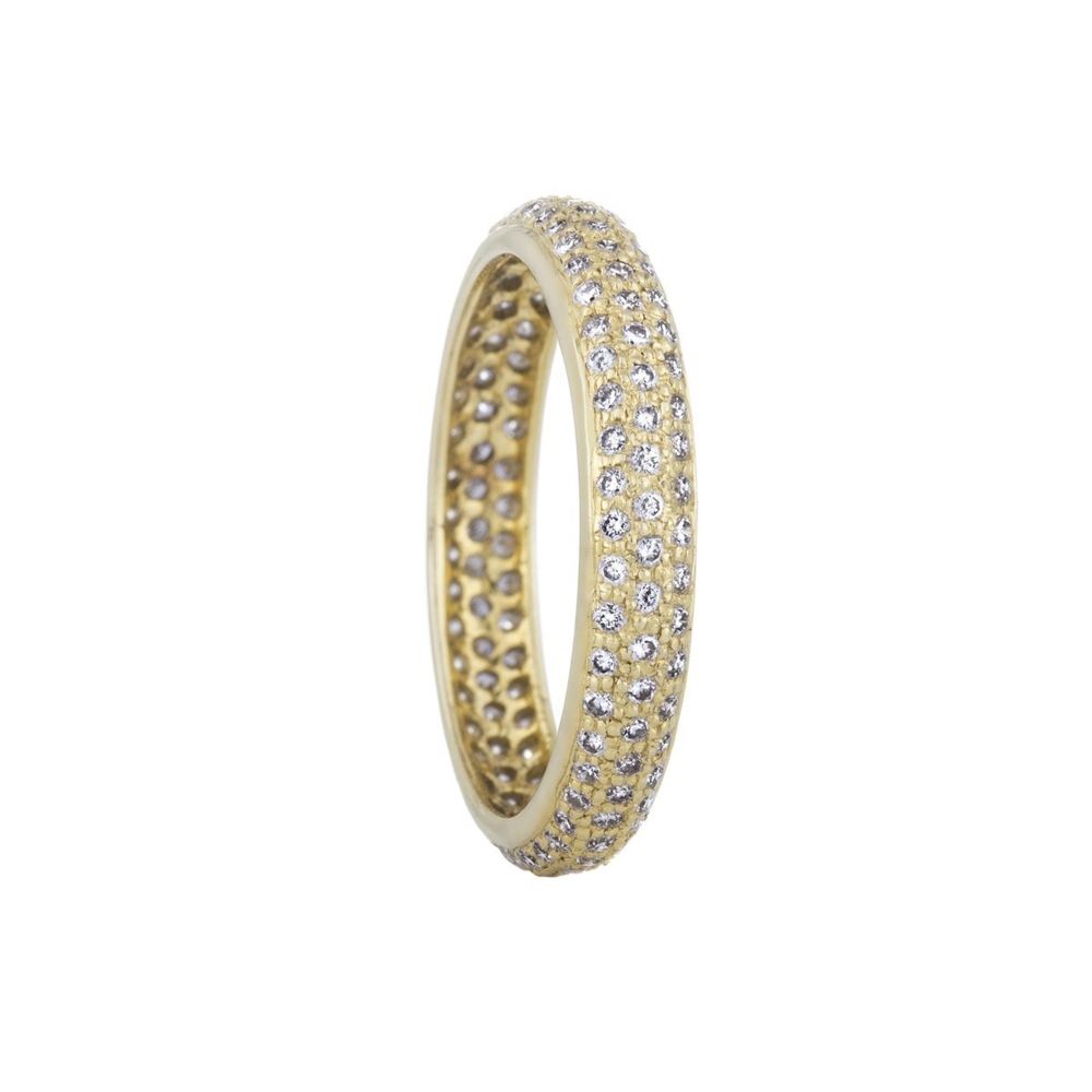 18Kt YG Pave Tire Band Set w/0.65 ctw of White Diamonds Ring