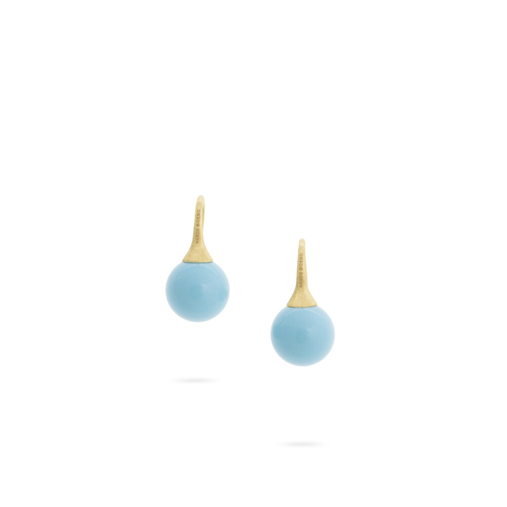 Africa Earrings w Turquoise set in 18Kt YG Africa Turquoise Earrings