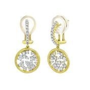 18Kt YG Earrings w/ Constellation of Diamonds 0.91 ctw Earrings