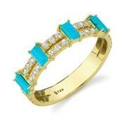 18Kt YG band w/Turq./0.37ctw and Diam./0.46 ctw Ring