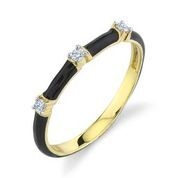 18Kt YG Black Enamel Band w/ Diamonds 0.07 ctw Ring