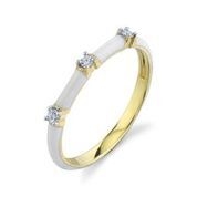 18Kt YG White Enamel Band w/ Diamonds 0.07 ctw Ring