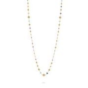 18Kt YG 36" Necklace w Mixed Gemstones and Gold Ball Stations Africa Gemstone Necklace