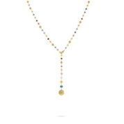 18Kt Lariat Necklace with Mixed Gemstones and 0.10ctw of Diamonds Necklace