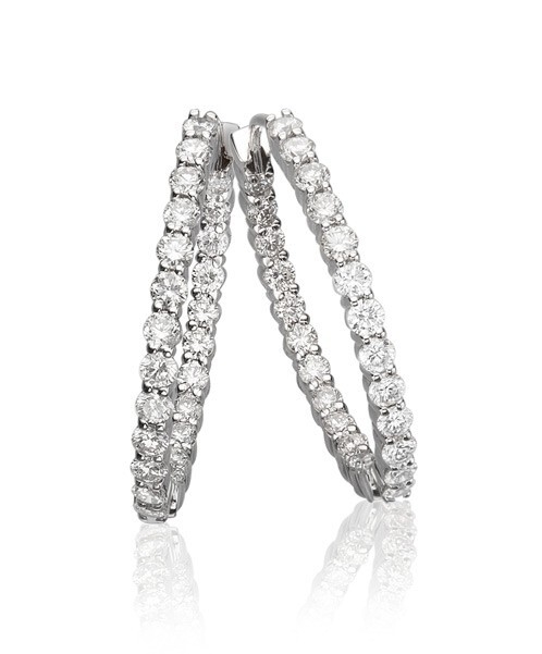 18Kt yellow Gold oval Hoops with 1.84 ctw diamonds YG Oval hoops