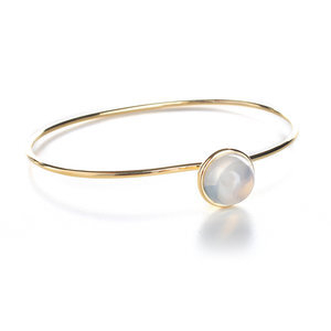 18Kt YG Stacking Bracelet with a Moon Quartz Ball. Baubles Bracelet