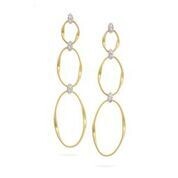 18Kt 3 Oval Link Dangle Earrings w/ 0.09 ctw of Diamonds. Marrakech Onde Earrings