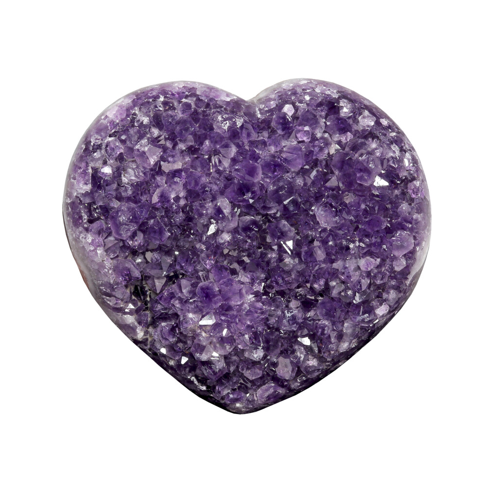 <font size="4"><span style="font-family: "EB Garamond";">Amethyst Druze Heart</span></font><div style="position: initial; margin: initial; font-family: "EB Garamond";"><br></div><div style="position: initial; margin: initial; font-family: "EB Garamond";"><p style="margin: initial; font-variant-numeric: normal; font-variant-east-asian: normal; font-stretch: normal; line-height: normal; font-family: "EB Garamond"; color: rgb(0, 0, 0); position: initial;"><font size="4">“Gem of Serenity”</font></p><p style="margin: initial; font-variant-numeric: normal; font-variant-east-asian: normal; font-stretch: normal; line-height: normal; font-family: "EB Garamond"; color: rgb(0, 0, 0); position: initial;"><span style="position: initial; margin: initial; font-family: "EB Garamond";"><font size="4">Amethyst </font></span><span style="font-size: 1.2rem;">is a variety of quartz and derives its purple color from large</span></p><p style="margin: initial; font-variant-numeric: normal; font-variant-east-asian: normal; font-stretch: normal; line-height: normal; font-family: "EB Garamond"; color: rgb(0, 0, 0); position: initial;"><font size="4">trace quantities of the mineral magnesium sulfur, along with micro</font></p><p style="margin: initial; font-variant-numeric: normal; font-variant-east-asian: normal; font-stretch: normal; line-height: normal; font-family: "EB Garamond"; color: rgb(0, 0, 0); position: initial;"><font size="4">quantities of various minerals found within the molten earth around</font></p><p style="margin: initial; font-variant-numeric: normal; font-variant-east-asian: normal; font-stretch: normal; line-height: normal; font-family: "EB Garamond"; color: rgb(0, 0, 0); position: initial;"><font size="4">the “vug” during crystallization. Each Amethyst crystal forms as a</font></p><p style="margin: initial; font-variant-numeric: normal; font-variant-east-asian: normal; font-stretch: normal; line-height: normal; font-family: "EB Garamond"; color: rgb(0, 0, 0); position: initial;"><font size="4">six-sided prism, ending (terminating) in a six-sided pyramid. Traditionally </font><span style="font-size: 1.2rem;">believed to prevent intoxication by crushing and placing in wine </span><span style="font-size: 1.2rem;">glasses. Amethyst holds transformative energy, and is also used as </span><span style="font-size: 1.2rem;">protection for travelers. Amethyst brings energies of calm, balance, </span><span style="font-size: 1.2rem;">courage, sobriety and inner strength.</span></p></div> Amethyst Druze Heart