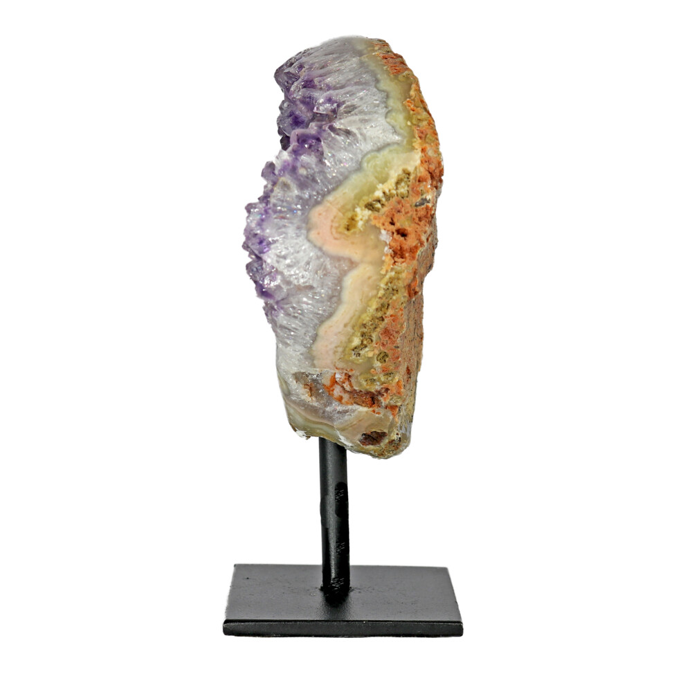 <span style="position: initial; margin: initial;"></span><span style="font-family: "EB Garamond"; position: initial; margin: initial;"><font size="4">Amethyst Druze Mini Cluster On Post Stand B.</font></span><div style="position: initial; margin: initial; font-family: "EB Garamond";"><span style="color: rgb(0, 0, 0); font-family: "EB Garamond"; position: initial; margin: initial;"><font size="4">Whether its crystals are left natural, polished as tumbled stones, or faceted into magnificent jewels, Amethyst is a gem whose beauty transcends its commonality. It is a variety of Quartz found in many locations around the world. It forms as transparent, terminated crystals of all sizes in geodes, clusters and as long single terminations. Beautiful amethyst geode from Brazil.</font></span><span style="font-family: "EB Garamond"; position: initial; margin: initial;"><br style="position: initial; margin: initial;"></span></div> Amethyst Druze Mini Cluster On Post Stand B