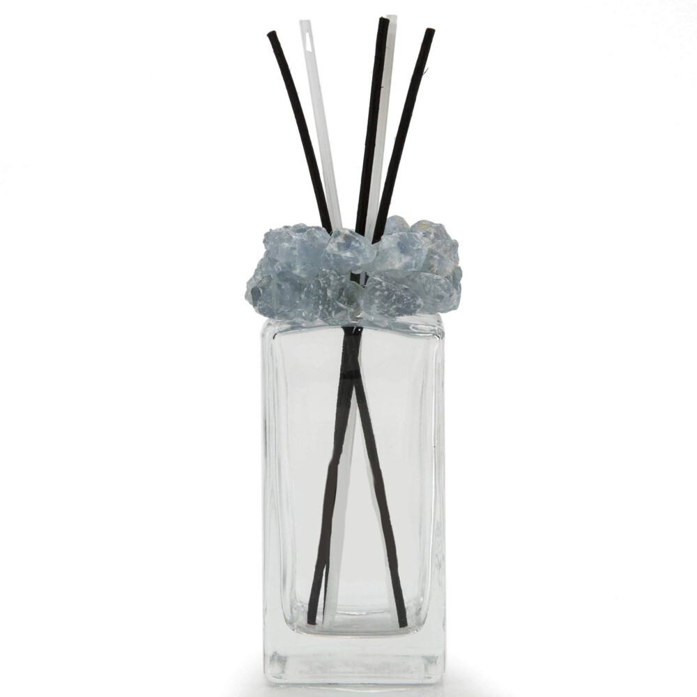 <font size="4"><span style="font-family: "EB Garamond";"><font size="4">Celestine Gemstone Scent Diffuser With Selenite & Wooden Sticks</font></span></font><div style="position: initial; margin: initial; font-family: "EB Garamond";"><font size="4"><br style="position: initial; margin: initial; font-family: "EB Garamond";"></font></div><div style="position: initial; margin: initial; font-family: "EB Garamond";"><p style="margin: initial; padding: 0px; border: 0px; font-variant-numeric: inherit; font-variant-east-asian: inherit; font-stretch: inherit; line-height: inherit; font-family: "EB Garamond"; vertical-align: baseline; color: rgb(51, 51, 51); position: initial;"><font size="4">Our gemstone diffusers are<span style="margin: initial; padding: 0px; border: 0px; font-style: inherit; font-variant: inherit; font-weight: inherit; font-stretch: inherit; line-height: inherit; font-family: "EB Garamond"; vertical-align: baseline; position: initial;"> </span>inspired by merging the benefits of high energy crystals with that of aromatherapy to create a product rich in healing.<br style="position: initial; margin: initial; font-family: "EB Garamond";"></font></p><p style="margin: initial; padding: 0px; border: 0px; font-variant-numeric: inherit; font-variant-east-asian: inherit; font-stretch: inherit; line-height: inherit; font-family: "EB Garamond"; vertical-align: baseline; color: rgb(51, 51, 51); position: initial;"><font size="4">This Gemstone Diffuser is carefully adorned with Brazilian Celestite with great healing properties. Celestite is loved for its ability to:</font></p><ul style="margin: initial; padding: 0px; border: 0px; font-variant-numeric: inherit; font-variant-east-asian: inherit; font-stretch: inherit; line-height: inherit; font-family: "EB Garamond"; vertical-align: baseline; color: rgb(51, 51, 51); position: initial;"><li style="margin: initial; padding: 0px; border: 0px; font-style: inherit; font-variant: inherit; font-weight: inherit; font-stretch: inherit; line-height: inherit; font-family: "EB Garamond"; vertical-align: baseline; list-style: outside disc; position: initial;"><font size="4">Provide harmony & balance.<br style="position: initial; margin: initial; font-family: "EB Garamond";"></font></li><li style="margin: initial; padding: 0px; border: 0px; font-style: inherit; font-variant: inherit; font-weight: inherit; font-stretch: inherit; line-height: inherit; font-family: "EB Garamond"; vertical-align: baseline; list-style: outside disc; position: initial;"><font size="4">Maintain inner peace. <br style="position: initial; margin: initial; font-family: "EB Garamond";"></font></li><li style="margin: initial; padding: 0px; border: 0px; font-style: inherit; font-variant: inherit; font-weight: inherit; font-stretch: inherit; line-height: inherit; font-family: "EB Garamond"; vertical-align: baseline; list-style: outside disc; position: initial;"><font size="4">Heighten divine intuition.<br style="position: initial; margin: initial; font-family: "EB Garamond";"></font></li></ul><p style="margin: initial; padding: 0px; border: 0px; font-variant-numeric: inherit; font-variant-east-asian: inherit; font-stretch: inherit; line-height: inherit; font-family: "EB Garamond"; vertical-align: baseline; color: rgb(51, 51, 51); position: initial;"><font size="4">Height - 6"</font></p><p style="margin: initial; padding: 0px; border: 0px; font-variant-numeric: inherit; font-variant-east-asian: inherit; font-stretch: inherit; line-height: inherit; font-family: "EB Garamond"; vertical-align: baseline; color: rgb(51, 51, 51); position: initial;"><font size="4">Base - 2" x 2"</font></p><p style="margin: initial; padding: 0px; border: 0px; font-variant-numeric: inherit; font-variant-east-asian: inherit; font-stretch: inherit; line-height: inherit; font-family: "EB Garamond"; vertical-align: baseline; color: rgb(51, 51, 51); position: initial;"><font size="4">Your diffuser will arrive in a gift box as well as with wood sticks to help transfer the scent of the perfume used. It also comes with natural white Moroccan Selenite sticks for added decor. </font></p><p style="margin: initial; padding: 0px; border: 0px; font-variant-numeric: inherit; font-variant-east-asian: inherit; font-stretch: inherit; line-height: inherit; font-family: "EB Garamond"; vertical-align: baseline; color: rgb(51, 51, 51); position: initial;"><br></p><p style="margin: initial; padding: 0px; border: 0px; font-variant-numeric: inherit; font-variant-east-asian: inherit; font-stretch: inherit; line-height: inherit; font-family: "EB Garamond"; vertical-align: baseline; color: rgb(51, 51, 51); position: initial;"><font size="4">Please note that the diffuser does not come with any scents.</font></p><p style="margin: initial; padding: 0px; border: 0px; font-variant-numeric: inherit; font-variant-east-asian: inherit; font-stretch: inherit; line-height: inherit; font-family: "EB Garamond"; vertical-align: baseline; color: rgb(51, 51, 51); position: initial;"><font size="4">As our luxury diffusers are handmade, please allow for slight variations in size, shape, and color of the crystals.</font></p><p style="margin: initial; padding: 0px; border: 0px; font-variant-numeric: inherit; font-variant-east-asian: inherit; font-stretch: inherit; line-height: inherit; font-family: "EB Garamond"; vertical-align: baseline; color: rgb(51, 51, 51); position: initial;"><font size="4">Your satisfaction is 100% guaranteed with our 30-day warranty and money back guarantee.</font></p></div> Celestine Gemstone Scent Diffuser With Selenite & Wooden Sticks