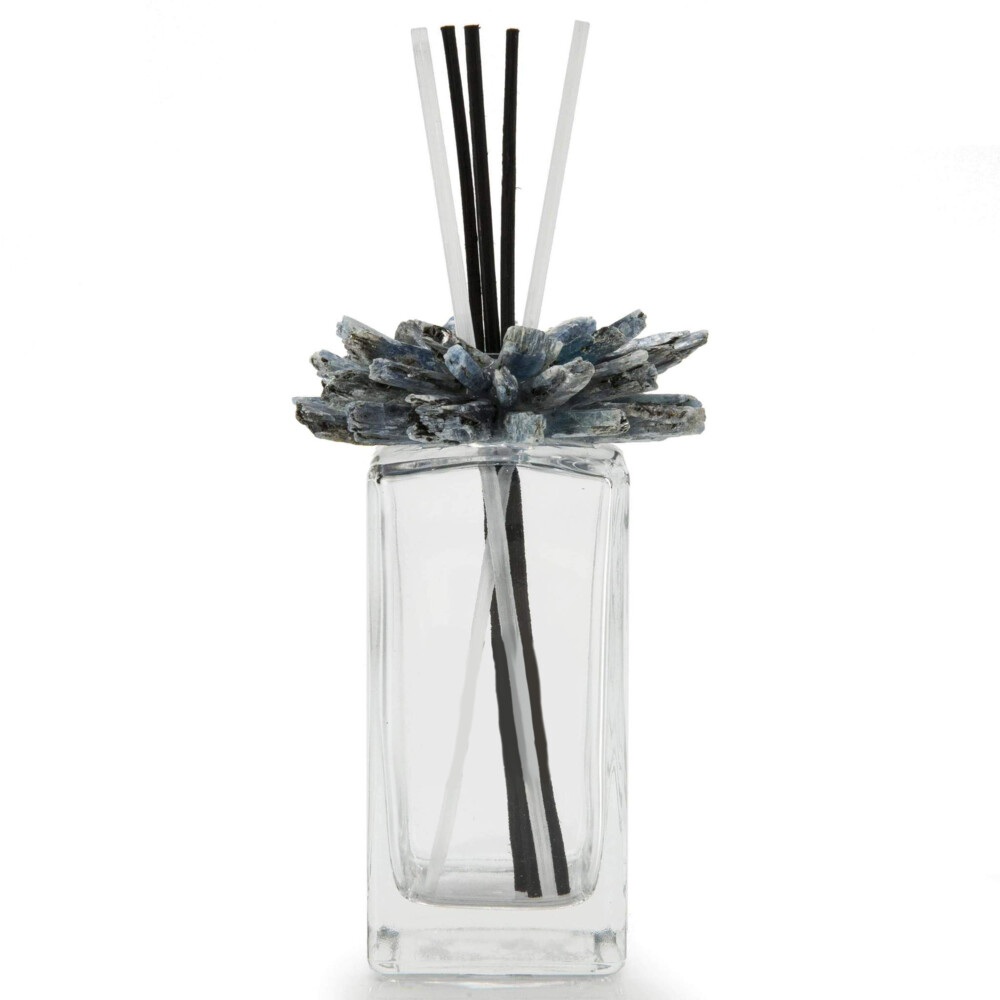 <font size="4"><span style="font-family: "EB Garamond";"><font size="4">Kyanite Gemstone Scent Diffuser With Selenite & Wooden Sticks</font></span></font><div style="position: initial; margin: initial; font-family: "EB Garamond";"><font size="4"><br style="position: initial; margin: initial; font-family: "EB Garamond";"></font></div><div style="position: initial; margin: initial; font-family: "EB Garamond";"><p style="margin: initial; padding: 0px; border: 0px; font-variant-numeric: inherit; font-variant-east-asian: inherit; font-stretch: inherit; line-height: inherit; font-family: "EB Garamond"; vertical-align: baseline; color: rgb(51, 51, 51); position: initial;"><font size="4">Our gemstone diffusers are<span style="margin: initial; padding: 0px; border: 0px; font-style: inherit; font-variant: inherit; font-weight: inherit; font-stretch: inherit; line-height: inherit; font-family: "EB Garamond"; vertical-align: baseline; position: initial;"> </span>inspired by merging the benefits of high energy crystals with that of aromatherapy to create a product rich in healing.<br style="position: initial; margin: initial; font-family: "EB Garamond";"></font></p><p style="margin: initial; padding: 0px; border: 0px; font-variant-numeric: inherit; font-variant-east-asian: inherit; font-stretch: inherit; line-height: inherit; font-family: "EB Garamond"; vertical-align: baseline; color: rgb(51, 51, 51); position: initial;"><font size="4">This Gemstone Diffuser is carefully adorned with Brazilian Kyanite<span style="margin: initial; padding: 0px; border: 0px; font-style: inherit; font-variant: inherit; font-weight: inherit; font-stretch: inherit; line-height: inherit; font-family: "EB Garamond"; vertical-align: baseline; position: initial;"> </span>with great healing properties. Kyanite<span style="margin: initial; padding: 0px; border: 0px; font-style: inherit; font-variant: inherit; font-weight: inherit; font-stretch: inherit; line-height: inherit; font-family: "EB Garamond"; vertical-align: baseline; position: initial;"> </span>is loved for its ability to:</font></p><ul style="margin: initial; padding: 0px; border: 0px; font-variant-numeric: inherit; font-variant-east-asian: inherit; font-stretch: inherit; line-height: inherit; font-family: "EB Garamond"; vertical-align: baseline; color: rgb(51, 51, 51); position: initial;"><li style="margin: initial; padding: 0px; border: 0px; font-style: inherit; font-variant: inherit; font-weight: inherit; font-stretch: inherit; line-height: inherit; font-family: "EB Garamond"; vertical-align: baseline; list-style: outside disc; position: initial;"><font size="4"><span style="margin: initial; padding: 0px; border: 0px; font-style: inherit; font-variant: inherit; font-weight: inherit; font-stretch: inherit; line-height: inherit; font-family: "EB Garamond"; vertical-align: baseline; position: initial;">Unlock your chakra</span>s. <br style="position: initial; margin: initial; font-family: "EB Garamond";"></font></li><li style="margin: initial; padding: 0px; border: 0px; font-style: inherit; font-variant: inherit; font-weight: inherit; font-stretch: inherit; line-height: inherit; font-family: "EB Garamond"; vertical-align: baseline; list-style: outside disc; position: initial;"><div style="margin: initial; padding: 0px; border: 0px; font-style: inherit; font-variant: inherit; font-weight: inherit; font-stretch: inherit; line-height: inherit; font-family: "EB Garamond"; vertical-align: baseline; position: initial;"><font size="4"><span style="margin: initial; padding: 0px; border: 0px; font-style: inherit; font-variant: inherit; font-weight: inherit; font-stretch: inherit; line-height: inherit; font-family: "EB Garamond"; vertical-align: baseline; position: initial;">Open up your energy blockages and allow the free-flow of your positive energy throughout your body</span>.</font></div></li><li style="margin: initial; padding: 0px; border: 0px; font-style: inherit; font-variant: inherit; font-weight: inherit; font-stretch: inherit; line-height: inherit; font-family: "EB Garamond"; vertical-align: baseline; list-style: outside disc; position: initial;"><font size="4">Bring tranquility & peace. </font></li></ul><p style="margin: initial; padding: 0px; border: 0px; font-variant-numeric: inherit; font-variant-east-asian: inherit; font-stretch: inherit; line-height: inherit; font-family: "EB Garamond"; vertical-align: baseline; color: rgb(51, 51, 51); position: initial;"><font size="4">Height - 6"</font></p><p style="margin: initial; padding: 0px; border: 0px; font-variant-numeric: inherit; font-variant-east-asian: inherit; font-stretch: inherit; line-height: inherit; font-family: "EB Garamond"; vertical-align: baseline; color: rgb(51, 51, 51); position: initial;"><font size="4">Base - 2" x 2"</font></p><p style="margin: initial; padding: 0px; border: 0px; font-variant-numeric: inherit; font-variant-east-asian: inherit; font-stretch: inherit; line-height: inherit; font-family: "EB Garamond"; vertical-align: baseline; color: rgb(51, 51, 51); position: initial;"><font size="4">Your diffuser will arrive in a gift box as well as with wood sticks to help transfer the scent of the perfume used. It also comes with natural white Moroccan Selenite sticks for added decor. </font></p><p style="margin: initial; padding: 0px; border: 0px; font-variant-numeric: inherit; font-variant-east-asian: inherit; font-stretch: inherit; line-height: inherit; font-family: "EB Garamond"; vertical-align: baseline; color: rgb(51, 51, 51); position: initial;"><br></p><p style="margin: initial; padding: 0px; border: 0px; font-variant-numeric: inherit; font-variant-east-asian: inherit; font-stretch: inherit; line-height: inherit; font-family: "EB Garamond"; vertical-align: baseline; color: rgb(51, 51, 51); position: initial;"><font size="4">Please note that the diffuser does not come with any scents.</font></p><p style="margin: initial; padding: 0px; border: 0px; font-variant-numeric: inherit; font-variant-east-asian: inherit; font-stretch: inherit; line-height: inherit; font-family: "EB Garamond"; vertical-align: baseline; color: rgb(51, 51, 51); position: initial;"><font size="4">As our luxury diffusers are handmade, please allow for slight variations in size, shape, and color of the crystals.</font></p><p style="margin: initial; padding: 0px; border: 0px; font-variant-numeric: inherit; font-variant-east-asian: inherit; font-stretch: inherit; line-height: inherit; font-family: "EB Garamond"; vertical-align: baseline; color: rgb(51, 51, 51); position: initial;"><font size="4">Your satisfaction is 100% guaranteed with our 30-day warranty and money back guarantee.</font></p></div> Kyanite Gemstone Scent Diffuser With Selenite & Wooden Sticks