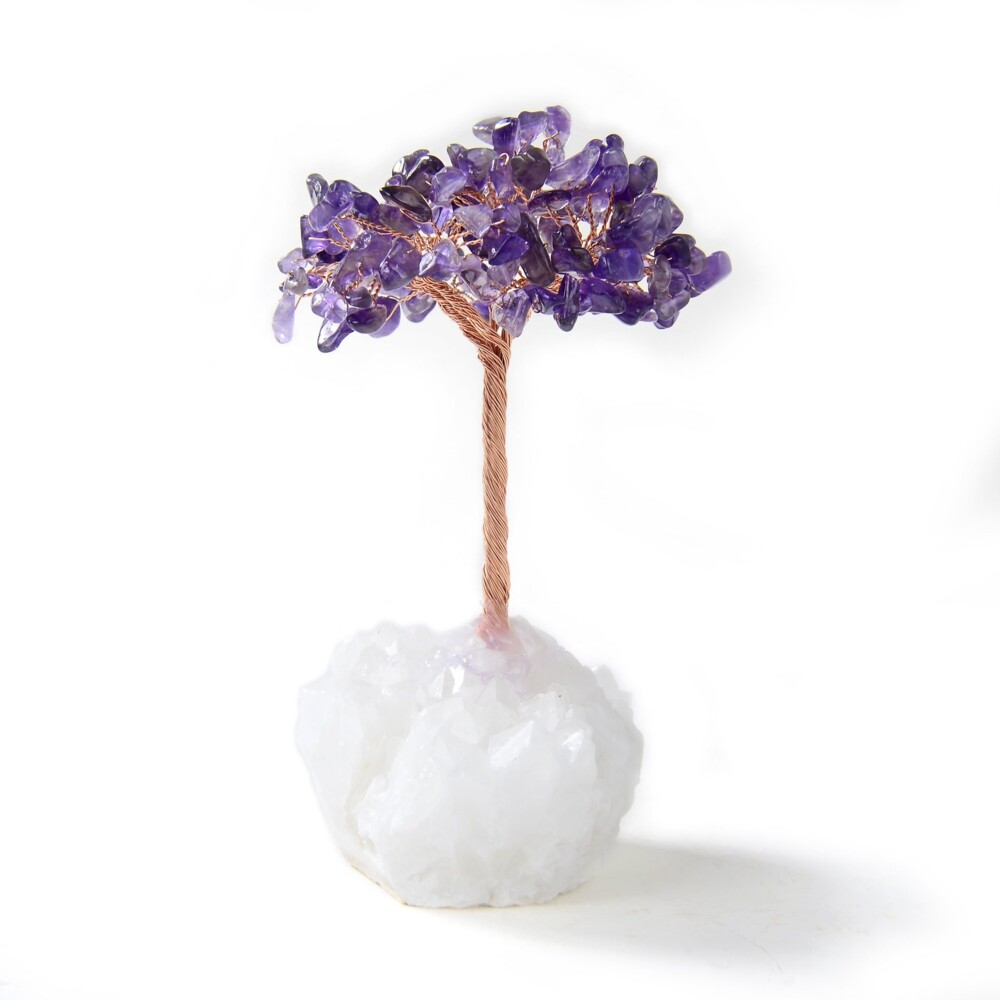 Image 2 for Amethyst Beaded Gemstone Tree On Quartz Crystal Base