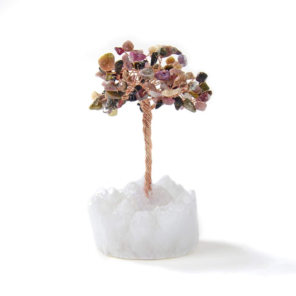 Image 2 for Multi-tourmaline Beaded Gemstone Tree On Quartz Crystal Base