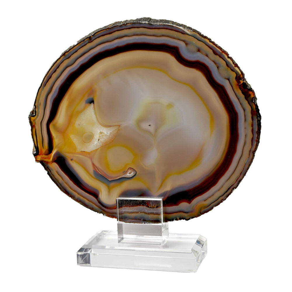 Image 2 for Agate Slice On Acrylic Screw-in Stand With Dendrite -Like Pattern & Orange Hues