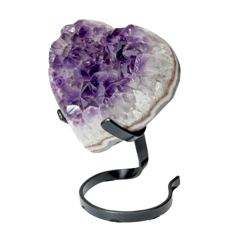 <font style="font-family: "EB Garamond"; color: rgb(0, 0, 0);" size="4"><span style="font-family: "EB Garamond"; color: rgb(0, 0, 0);">Amethyst Crystal Heart On Spiral Stand -Classic</span></font><div style="font-family: "EB Garamond"; color: rgb(0, 0, 0);"><font style="font-family: "EB Garamond"; color: rgb(0, 0, 0);" size="4"><br style="font-family: "EB Garamond"; color: rgb(0, 0, 0);"></font></div><div style="font-family: "EB Garamond"; color: rgb(0, 0, 0);"><font style="font-family: "EB Garamond"; color: rgb(0, 0, 0);" size="4">Gem quality Amethyst Heart from Brazil resting in a custom made metal stand. Polished into a perfect heart to display. Excellent and preserved natural structure of the crystals from a larger geode. This heart can be removed from the stand, they are not attached. Stand is included. Elegant & beautiful.</font></div> Amethyst Crystal Heart On Spiral Stand -Classic