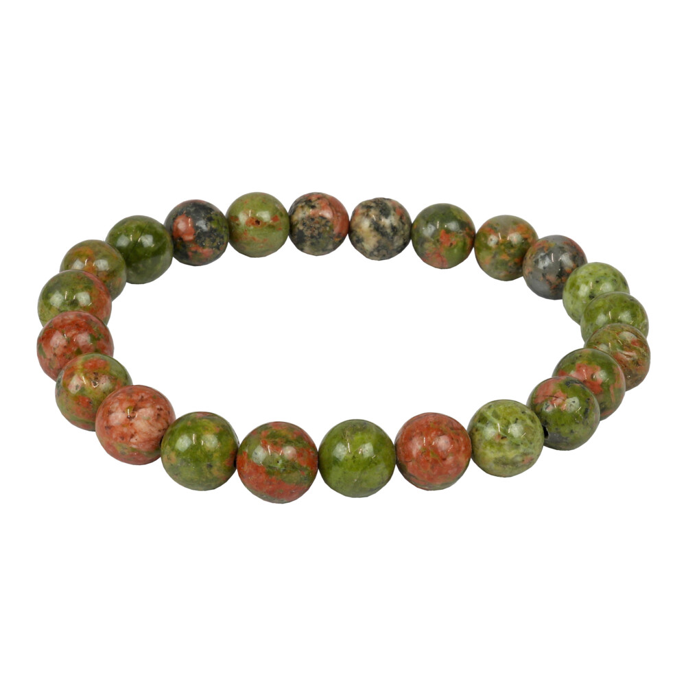 <font size="4"><span style="font-family: "EB Garamond";">Unakite 8mm Bracelet</span></font><div style="position: initial; margin: initial; font-family: "EB Garamond";"><p style="font-variant-numeric: normal; font-variant-east-asian: normal; font-stretch: normal; line-height: normal; font-family: "EB Garamond"; color: rgb(0, 0, 0); position: initial; margin: initial;"><font size="4">Unakite is a blend of igneous and metamorphic rock. A coarse-grained<br style="position: initial; margin: initial; font-family: "EB Garamond";">mixture of pink orthoclase, pistachio-green epidote and bluish gray<br style="position: initial; margin: initial; font-family: "EB Garamond";">quartz. Found first in, and named, from the Unaka mountain range in<br style="position: initial; margin: initial; font-family: "EB Garamond";">western North Carolina and eastern Tennessee, Unakite is an abundant<br style="position: initial; margin: initial; font-family: "EB Garamond";">mineral here in the USA. Energetically, it is a great stone for the heart<br style="position: initial; margin: initial; font-family: "EB Garamond";">chakra, especially for relieving grief. Allowing one to move forward<br style="position: initial; margin: initial; font-family: "EB Garamond";">from what’s holding you back in your heart by connecting to the root<br style="position: initial; margin: initial; font-family: "EB Garamond";">chakra, balancing the Yin and Yang energies. Also associated with<br style="position: initial; margin: initial; font-family: "EB Garamond";">fertility and healthy fetus development.</font></p><p style="font-variant-numeric: normal; font-variant-east-asian: normal; font-stretch: normal; line-height: normal; font-family: "EB Garamond"; color: rgb(0, 0, 0); position: initial; margin: initial;"><font size="4"><br style="position: initial; margin: initial; font-family: "EB Garamond";"></font></p><p style="font-variant-numeric: normal; font-variant-east-asian: normal; font-stretch: normal; line-height: normal; font-family: "EB Garamond"; color: rgb(0, 0, 0); position: initial; margin: initial;"><font size="4">Each item is unique and one of a kind. Nature's treasures do vary in their shape and color.</font></p></div> Unakite 8mm Bracelet