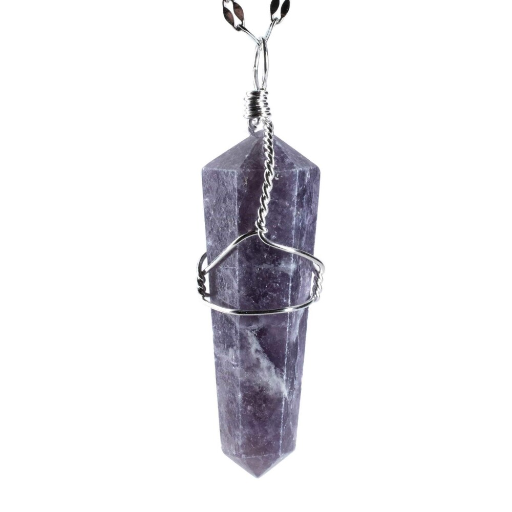 <font size="4"><span style="font-family: "EB Garamond";">Lepidolite Wire Wrapped Pendant A Quality</span></font><div style="position: initial; margin: initial; font-family: "EB Garamond";"><p style="margin: initial; padding: 0px; border: 0px; font-variant-numeric: inherit; font-variant-east-asian: inherit; font-stretch: inherit; line-height: inherit; font-family: "EB Garamond"; vertical-align: baseline; color: rgb(51, 51, 51); position: initial;"><font size="4">Featured on this necklace is Lepidolite. It is believed to:</font></p><ul style="margin: initial; padding: 0px; border: 0px; font-variant-numeric: inherit; font-variant-east-asian: inherit; font-stretch: inherit; line-height: inherit; font-family: "EB Garamond"; vertical-align: baseline; color: rgb(51, 51, 51); position: initial;"><li style="margin: initial; padding: 0px; border: 0px; font-style: inherit; font-variant: inherit; font-weight: inherit; font-stretch: inherit; line-height: inherit; font-family: "EB Garamond"; vertical-align: baseline; list-style: outside disc; position: initial;"><font size="4">Stabilize your mood.</font></li><li style="margin: initial; padding: 0px; border: 0px; font-style: inherit; font-variant: inherit; font-weight: inherit; font-stretch: inherit; line-height: inherit; font-family: "EB Garamond"; vertical-align: baseline; list-style: outside disc; position: initial;"><font size="4">Ease anxiety.</font></li><li style="margin: initial; padding: 0px; border: 0px; font-style: inherit; font-variant: inherit; font-weight: inherit; font-stretch: inherit; line-height: inherit; font-family: "EB Garamond"; vertical-align: baseline; list-style: outside disc; position: initial;"><font size="4">Dissolves your energy blocks and allows you to access true happiness.</font></li></ul><p style="margin: initial; padding: 0px; border: 0px; font-variant-numeric: inherit; font-variant-east-asian: inherit; font-stretch: inherit; line-height: inherit; font-family: "EB Garamond"; vertical-align: baseline; color: rgb(51, 51, 51); position: initial;"><font size="4">Chains are sold separately. </font></p><p style="margin: initial; padding: 0px; border: 0px; font-variant-numeric: inherit; font-variant-east-asian: inherit; font-stretch: inherit; line-height: inherit; font-family: "EB Garamond"; vertical-align: baseline; color: rgb(51, 51, 51); position: initial;"><font size="4">This stone was mined and hand-carved in Brazil.</font></p><p style="margin: initial; padding: 0px; border: 0px; font-variant-numeric: inherit; font-variant-east-asian: inherit; font-stretch: inherit; line-height: inherit; font-family: "EB Garamond"; vertical-align: baseline; color: rgb(51, 51, 51); position: initial;"><font size="4">As each piece is unique and one of a kind, please allow for variations in size, shape, and color of the stone that you receive. We guarantee the authenticity of this gemstone. Your satisfaction is guaranteed.</font></p></div> Lepidolite Wire Wrapped Pendant A Quality