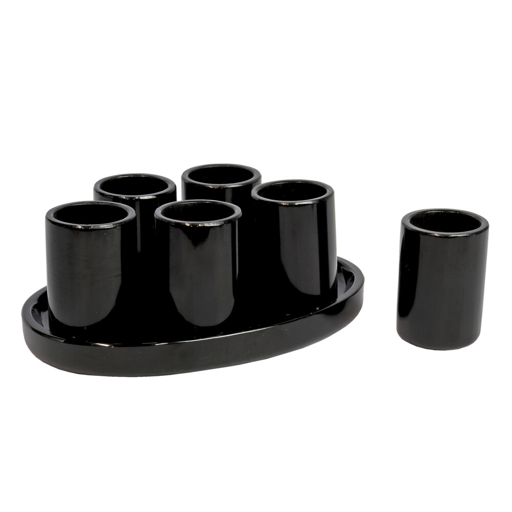 Image 2 for Double-shot Black Marble Tequila Set Of 6 With Tray