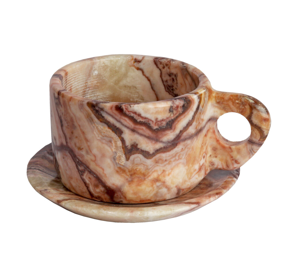 <span style="font-family: "EB Garamond";">Onyx Teacup Set -Pink Talan</span> <div style="position: initial; margin: initial;"><p style="margin: initial; line-height: normal; color: rgb(0, 0, 0); font-variant-numeric: normal; font-variant-east-asian: normal; font-stretch: normal; font-family: "EB Garamond"; position: initial;"><font style="font-size: 1.2rem; line-height: 22px; position: initial; margin: initial;">These are one-of-a-kind, carved with intent</font></p><p style="margin: initial; line-height: normal; color: rgb(0, 0, 0); font-variant-numeric: normal; font-variant-east-asian: normal; font-stretch: normal; font-family: "EB Garamond"; position: initial;"><font style="font-size: 1.2rem; line-height: 22px; position: initial; margin: initial;">and </font><span style="font-size: 1.2rem; position: initial; margin: initial;">placement of each form from maximizing each individual onyx</span></p><p style="margin: initial; line-height: normal; color: rgb(0, 0, 0); font-variant-numeric: normal; font-variant-east-asian: normal; font-stretch: normal; font-family: "EB Garamond"; position: initial;"><font style="font-size: 1.2rem; line-height: 22px; position: initial; margin: initial;">boulder’s unique qualities and characteristics. Formed of translucent</font></p><p style="margin: initial; line-height: normal; color: rgb(0, 0, 0); font-variant-numeric: normal; font-variant-east-asian: normal; font-stretch: normal; font-family: "EB Garamond"; position: initial;"><font style="font-size: 1.2rem; line-height: 22px; position: initial; margin: initial;">bands of chalcedony in alternating colors and marbled with travertine</font></p><p style="margin: initial; line-height: normal; color: rgb(0, 0, 0); font-variant-numeric: normal; font-variant-east-asian: normal; font-stretch: normal; font-family: "EB Garamond"; position: initial;"><font style="font-size: 1.2rem; line-height: 22px; position: initial; margin: initial;">marble; it is “crypto-crystalline”, consisting of fine intergrowths of the</font></p><p style="margin: initial; line-height: normal; color: rgb(0, 0, 0); font-variant-numeric: normal; font-variant-east-asian: normal; font-stretch: normal; font-family: "EB Garamond"; position: initial;"><font style="font-size: 1.2rem; line-height: 22px; position: initial; margin: initial;">silica minerals quartz and morganite. Sourced from the Southern</font></p><p style="margin: initial; line-height: normal; color: rgb(0, 0, 0); font-variant-numeric: normal; font-variant-east-asian: normal; font-stretch: normal; font-family: "EB Garamond"; position: initial;"><font style="font-size: 1.2rem; line-height: 22px; position: initial; margin: initial;">Interior Region of Mexico. These semi-translucent textures allow light to</font></p><p style="margin: initial; line-height: normal; color: rgb(0, 0, 0); font-variant-numeric: normal; font-variant-east-asian: normal; font-stretch: normal; font-family: "EB Garamond"; position: initial;"><font style="font-size: 1.2rem; line-height: 22px; position: initial; margin: initial;">pass through, while the mix of opaque marbling adds a sense of founda</font><font style="font-size: 1.2rem; line-height: 22px; position: initial; margin: initial;">tion</font></p><p style="margin: initial; line-height: normal; color: rgb(0, 0, 0); font-variant-numeric: normal; font-variant-east-asian: normal; font-stretch: normal; font-family: "EB Garamond"; position: initial;"><span style="font-size: 1.2rem; position: initial; margin: initial;">and comfort.</span></p><p style="margin: initial; line-height: normal; color: rgb(0, 0, 0); font-variant-numeric: normal; font-variant-east-asian: normal; font-stretch: normal; font-family: "EB Garamond"; position: initial;"><font style="font-size: 1.2rem; line-height: 22px; position: initial; margin: initial;"><br style="position: initial; margin: initial;"></font></p><p style="margin: initial; line-height: normal; color: rgb(0, 0, 0); font-variant-numeric: normal; font-variant-east-asian: normal; font-stretch: normal; font-family: "EB Garamond"; position: initial;"><font style="font-size: 1.2rem; line-height: 22px; position: initial; margin: initial;">Each item is unique and one of a kind. Nature's treasures do vary in their shape and color.</font></p><div style="position: initial; margin: initial;"><br style="font-size: 16.8px; position: initial; margin: initial;"></div></div> Onyx Teacup Set -Pink Talan