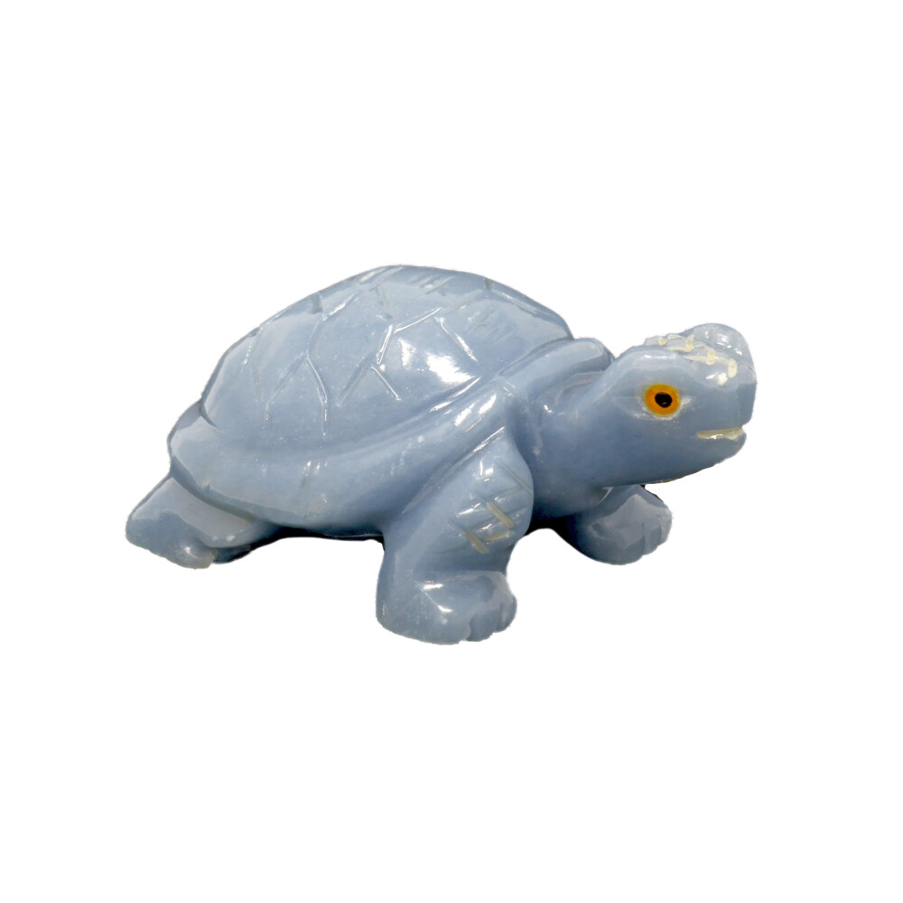<font size="4" style="position: initial; margin: initial;"><span style="font-family: "EB Garamond"; position: initial; margin: initial;"><font size="4" style="position: initial; margin: initial;">Angelite Hand-carved Tortoise</font></span></font><div style="position: initial; margin: initial; font-family: "EB Garamond";"><font size="4" style="position: initial; margin: initial;"><br style="position: initial; margin: initial; font-family: "EB Garamond";"></font></div><div style="position: initial; margin: initial; font-family: "EB Garamond";"><p style="margin: initial; font-variant-numeric: normal; font-variant-east-asian: normal; font-stretch: normal; line-height: normal; font-family: "EB Garamond"; color: rgb(0, 0, 0); position: initial;"><b style="position: initial; margin: initial; font-family: "EB Garamond";"><font size="4" style="position: initial; margin: initial;">Angelite </font></b><span style="font-size: 1.2rem; position: initial; margin: initial;">is a solid blue form of anhydrite calcium sulfite.</span></p><p style="margin: initial; font-variant-numeric: normal; font-variant-east-asian: normal; font-stretch: normal; line-height: normal; font-family: "EB Garamond"; color: rgb(0, 0, 0); position: initial;"><b style="position: initial; margin: initial; font-family: "EB Garamond";"><font size="4" style="position: initial; margin: initial;">Anhydrite </font></b><span style="font-size: 1.2rem; position: initial; margin: initial;">comes from the Greek word "an hydros" meaning without water. It is most </span><span style="font-size: 1.2rem;">commonly found in Peru and Mexico. Another form of anhydrite looks like</span></p><p style="margin: initial; font-variant-numeric: normal; font-variant-east-asian: normal; font-stretch: normal; line-height: normal; font-family: "EB Garamond"; color: rgb(0, 0, 0); position: initial;"><font size="4" style="position: initial; margin: initial;">sprayed coral, very open and delicate. Often this expression is seen as a</font></p><p style="margin: initial; font-variant-numeric: normal; font-variant-east-asian: normal; font-stretch: normal; line-height: normal; font-family: "EB Garamond"; color: rgb(0, 0, 0); position: initial;"><font size="4" style="position: initial; margin: initial;">matrix or base mineral for a selenite crystal or within a geode, for example.</font></p><p style="margin: initial; font-variant-numeric: normal; font-variant-east-asian: normal; font-stretch: normal; line-height: normal; font-family: "EB Garamond"; color: rgb(0, 0, 0); position: initial;"><font size="4" style="position: initial; margin: initial;">Angelite is said to attract divine intervention through angel communication.</font></p><p style="margin: initial; font-variant-numeric: normal; font-variant-east-asian: normal; font-stretch: normal; line-height: normal; font-family: "EB Garamond"; color: rgb(0, 0, 0); position: initial;"><font size="4" style="position: initial; margin: initial;">It helps a person to speak with compassion and honesty. It is said to</font></p><p style="font-variant-numeric: normal; font-variant-east-asian: normal; font-stretch: normal; line-height: normal; font-family: "EB Garamond"; color: rgb(0, 0, 0); position: initial; margin: initial;"><font size="4" style="position: initial; margin: initial;">balance excessive talking and helps one to be a better listener.</font></p><p style="font-variant-numeric: normal; font-variant-east-asian: normal; font-stretch: normal; line-height: normal; font-family: "EB Garamond"; color: rgb(0, 0, 0); position: initial; margin: initial;"><font style="position: initial; margin: initial; font-family: "EB Garamond";" size="4"><br style="position: initial; margin: initial; font-family: "EB Garamond";"></font></p><p style="font-variant-numeric: normal; font-variant-east-asian: normal; font-stretch: normal; line-height: normal; font-family: "EB Garamond"; color: rgb(38, 38, 38); position: initial; margin: initial;"><span style="font-kerning: none; position: initial; margin: initial; font-family: "EB Garamond";"><span style="position: initial; margin: initial; font-family: "EB Garamond";"><font size="4" style="">As each piece is unique and one of a kind, please allow for variations in size, shape, and color of the stone that you receive. We guarantee the authenticity of this gemstone. Your satisfaction is guaranteed.</font></span></span></p></div> Angelite Hand-carved Tortoise