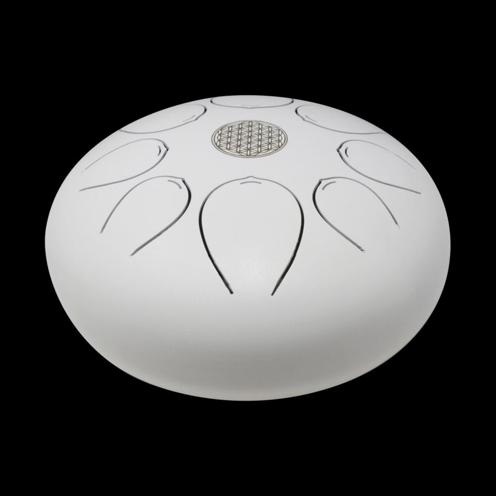 <div style="color: rgb(0, 0, 0); font-family: "EB Garamond"; white-space: pre-wrap; position: initial; margin: initial;"><font style="font-family: "EB Garamond";" size="4">This is our largest tongue drum and carries with it deep rich tones. This tongue drum is a bright white color. White is considered to be the color of perfection, means safety, purity, and cleanliness. </font></div><div style="color: rgb(0, 0, 0); font-family: "EB Garamond"; white-space: pre-wrap; position: initial; margin: initial;"><font style="font-family: "EB Garamond";" size="4">Burnished into the center is a symbol called the flower of life. This is a perfect piece for your meditation space or living room. Since it comes with a travel bag/backpack you can safely transport it to enjoy anywhere. </font></div><div style="color: rgb(0, 0, 0); font-family: "EB Garamond"; white-space: pre-wrap; position: initial; margin: initial;"><font style="font-family: "EB Garamond";" size="4">Where did they come from?</font></div><div style="color: rgb(0, 0, 0); font-family: "EB Garamond"; white-space: pre-wrap; position: initial; margin: initial;"><font style="font-family: "EB Garamond";" size="4">A form of tongue drums has been around for a very long time if considering the wooden versions created by the Aztecs known as log drum or tone drums. Another similar instrument is the Slit Drum of African origin. These were the early predecessors to the modern-day steel tongue drums. </font></div><div style="color: rgb(0, 0, 0); font-family: "EB Garamond"; white-space: pre-wrap; position: initial; margin: initial;"><font style="font-family: "EB Garamond";" size="4">Are they hard to play?</font></div><div style="color: rgb(0, 0, 0); font-family: "EB Garamond"; white-space: pre-wrap; position: initial; margin: initial;"><font style="font-family: "EB Garamond";" size="4">One of the great things about this invention is it does not require any particular skill to play it. Anyone who wants an easy to play intuitive instrument can learn to play a tongue drum. You do not need a musical background to get all the benefits from playing. There is no right or wrong way to play the tongue drum, just pick up your mallets and start by hitting the inside of the cutouts. The cutouts are in the shape of a tongue, hence the name, Tongue Drum. Almost immediately, you will feel your self getting sucked into the music and start to feel relaxed. Your mind goes into a meditative state where you can tune the world out for a while. You can also play with your fingers however, that takes a little more practice and some calluses. We carry finger sticks to save your hands from building up calluses. If you want to sound more enhanced, then stick with the mallets. They help in producing proper vibrations from the drum and musical scales.</font></div><div style="color: rgb(0, 0, 0); font-family: "EB Garamond"; white-space: pre-wrap; position: initial; margin: initial;"><font style="font-family: "EB Garamond";" size="4">Flower of life- </font></div><div style="color: rgb(0, 0, 0); font-family: "EB Garamond"; white-space: pre-wrap; position: initial; margin: initial;"><font style="font-family: "EB Garamond";" size="4">The meaning behind the flower of life symbol is that it is believed to represent the cycle of creation. It depicts how all life comes from on singular source, represented by the circle in the center of the pattern. There is believed to be a secret symbol hidden within the flower of life symbol, which is said to hold the most significant and sacred patterns of the universe. It is believed to be a sort of blueprint for all life, with the fundamental patterns for everything from atoms to planets and everything in between.</font></div><div style="color: rgb(0, 0, 0); font-family: "EB Garamond"; white-space: pre-wrap; position: initial; margin: initial;"><font style="font-family: "EB Garamond";" size="4">What is included? </font></div><div style="color: rgb(0, 0, 0); font-family: "EB Garamond"; white-space: pre-wrap; position: initial; margin: initial;"><font style="font-family: "EB Garamond";" size="4">You get the steel tongue drum, mallets, and a purple, padded and lined backpack/ bag to protect your investment and safely enjoy your drum anywhere. </font></div> 25cm Pentatonic Steel Singing Drum -White