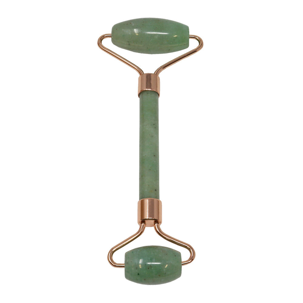 <span style="font-family: "EB Garamond";">Aventurine Facial Roller With Rose Gold Hardware</span><div style="position: initial; margin: initial; font-family: "EB Garamond";"><br style="position: initial; margin: initial; font-family: "EB Garamond";"></div><div style="position: initial; margin: initial; font-family: "EB Garamond";"><p style="margin: initial; padding: 0px; border: 0px; font-variant-numeric: inherit; font-variant-east-asian: inherit; font-stretch: inherit; line-height: inherit; font-family: "EB Garamond"; vertical-align: baseline; color: rgb(51, 51, 51); position: initial;"><font size="4">Natural Aventurine face roller that assists lymphatic drainage to reduce the appearance of wrinkles, and puffiness. This roller acts as a massage tool for your face. You can use it alone or in conjunction with your skin care routine.</font></p><p style="margin: initial; padding: 0px; border: 0px; font-variant-numeric: inherit; font-variant-east-asian: inherit; font-stretch: inherit; line-height: inherit; font-family: "EB Garamond"; vertical-align: baseline; color: rgb(51, 51, 51); position: initial;"><font size="4">Aventurine is a stone believed to bring great wealth and good fortune.</font></p><p style="margin: initial; padding: 0px; border: 0px; font-variant-numeric: inherit; font-variant-east-asian: inherit; font-stretch: inherit; line-height: inherit; font-family: "EB Garamond"; vertical-align: baseline; color: rgb(51, 51, 51); position: initial;"><font size="4">Face rollers are excellent in assisting with the following:</font></p><ul style="margin: initial; padding: 0px; border: 0px; font-variant-numeric: inherit; font-variant-east-asian: inherit; font-stretch: inherit; line-height: inherit; font-family: "EB Garamond"; vertical-align: baseline; color: rgb(51, 51, 51); position: initial;"><li style="margin: initial; padding: 0px; border: 0px; font-style: inherit; font-variant: inherit; font-weight: inherit; font-stretch: inherit; line-height: inherit; font-family: "EB Garamond"; vertical-align: baseline; list-style: outside disc; position: initial;"><font size="4">Helps fight wrinkles </font></li><li style="margin: initial; padding: 0px; border: 0px; font-style: inherit; font-variant: inherit; font-weight: inherit; font-stretch: inherit; line-height: inherit; font-family: "EB Garamond"; vertical-align: baseline; list-style: outside disc; position: initial;"><font size="4">Helps blood circulation to the face, and assists in detoxification </font></li><li style="margin: initial; padding: 0px; border: 0px; font-style: inherit; font-variant: inherit; font-weight: inherit; font-stretch: inherit; line-height: inherit; font-family: "EB Garamond"; vertical-align: baseline; list-style: outside disc; position: initial;"><font size="4">Decreases puffiness under eyes and around face</font></li><li style="margin: initial; padding: 0px; border: 0px; font-style: inherit; font-variant: inherit; font-weight: inherit; font-stretch: inherit; line-height: inherit; font-family: "EB Garamond"; vertical-align: baseline; list-style: outside disc; position: initial;"><font size="4">Brings a natural glow to your face</font></li><li style="margin: initial; padding: 0px; border: 0px; font-style: inherit; font-variant: inherit; font-weight: inherit; font-stretch: inherit; line-height: inherit; font-family: "EB Garamond"; vertical-align: baseline; list-style: outside disc; position: initial;"><font size="4">Helps tighten skin, making it appear more youthful</font></li><li style="margin: initial; padding: 0px; border: 0px; font-style: inherit; font-variant: inherit; font-weight: inherit; font-stretch: inherit; line-height: inherit; font-family: "EB Garamond"; vertical-align: baseline; list-style: outside disc; position: initial;"><font size="4">Helps absorb moisturizers and serums more fully</font></li></ul><p style="margin: initial; padding: 0px; border: 0px; font-variant-numeric: inherit; font-variant-east-asian: inherit; font-stretch: inherit; line-height: inherit; font-family: "EB Garamond"; vertical-align: baseline; color: rgb(51, 51, 51); position: initial;"><font size="4">As each stone is one of a kind and unique, please allow for variations in color and texture in the face roller that you receive versus the one photographed. Your satisfaction is 100% guaranteed or your money back.</font></p><p style="margin: initial; padding: 0px; border: 0px; font-variant-numeric: inherit; font-variant-east-asian: inherit; font-stretch: inherit; line-height: inherit; font-family: "EB Garamond"; vertical-align: baseline; color: rgb(51, 51, 51); position: initial;"><font size="4">Length: 6 inches.</font></p><p style="margin: initial; padding: 0px; border: 0px; font-variant-numeric: inherit; font-variant-east-asian: inherit; font-stretch: inherit; line-height: inherit; font-family: "EB Garamond"; vertical-align: baseline; color: rgb(51, 51, 51); position: initial;"><font size="4">Width: 2 inches.</font></p></div> Aventurine Facial Roller With Rose Gold Hardware