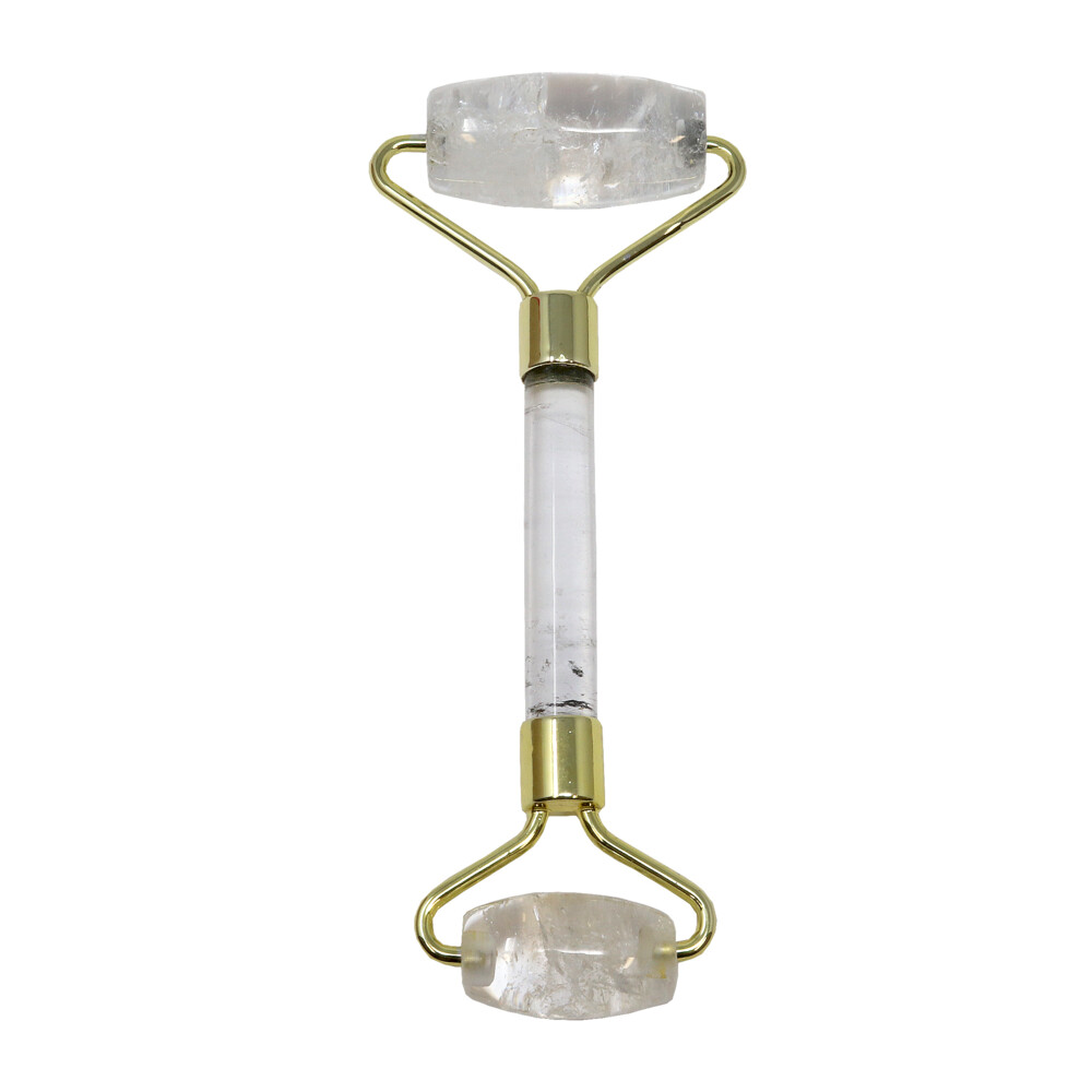 <font size="4"><span style="font-family: "EB Garamond";">Quartz Crystal Facial Roller With Gold Hardware</span></font><div style="position: initial; margin: initial; font-family: "EB Garamond";"><font size="4"><br style="position: initial; margin: initial; font-family: "EB Garamond";"></font></div><div style="position: initial; margin: initial; font-family: "EB Garamond";"><p style="margin: initial; padding: 0px; border: 0px; font-variant-numeric: inherit; font-variant-east-asian: inherit; font-stretch: inherit; line-height: inherit; font-family: "EB Garamond"; vertical-align: baseline; color: rgb(51, 51, 51); position: initial;"><font size="4">Natural Quartz face roller that assists lymphatic drainage to reduce the appearance of wrinkles, and puffiness. This roller acts as a massage tool for your face. You can use it alone or in conjunction with your skin care routine.</font></p><p style="margin: initial; padding: 0px; border: 0px; font-variant-numeric: inherit; font-variant-east-asian: inherit; font-stretch: inherit; line-height: inherit; font-family: "EB Garamond"; vertical-align: baseline; color: rgb(51, 51, 51); position: initial;"><font size="4">Quartz is a stone believed to be an amplifier.</font></p><p style="margin: initial; padding: 0px; border: 0px; font-variant-numeric: inherit; font-variant-east-asian: inherit; font-stretch: inherit; line-height: inherit; font-family: "EB Garamond"; vertical-align: baseline; color: rgb(51, 51, 51); position: initial;"><font size="4">Face rollers are excellent in assisting with the following:</font></p><ul style="margin: initial; padding: 0px; border: 0px; font-variant-numeric: inherit; font-variant-east-asian: inherit; font-stretch: inherit; line-height: inherit; font-family: "EB Garamond"; vertical-align: baseline; color: rgb(51, 51, 51); position: initial;"><li style="margin: initial; padding: 0px; border: 0px; font-style: inherit; font-variant: inherit; font-weight: inherit; font-stretch: inherit; line-height: inherit; font-family: "EB Garamond"; vertical-align: baseline; list-style: outside disc; position: initial;"><font size="4">Helps fight wrinkles </font></li><li style="margin: initial; padding: 0px; border: 0px; font-style: inherit; font-variant: inherit; font-weight: inherit; font-stretch: inherit; line-height: inherit; font-family: "EB Garamond"; vertical-align: baseline; list-style: outside disc; position: initial;"><font size="4">Helps blood circulation to the face, and assists in detoxification </font></li><li style="margin: initial; padding: 0px; border: 0px; font-style: inherit; font-variant: inherit; font-weight: inherit; font-stretch: inherit; line-height: inherit; font-family: "EB Garamond"; vertical-align: baseline; list-style: outside disc; position: initial;"><font size="4">Decreases puffiness under eyes and around face</font></li><li style="margin: initial; padding: 0px; border: 0px; font-style: inherit; font-variant: inherit; font-weight: inherit; font-stretch: inherit; line-height: inherit; font-family: "EB Garamond"; vertical-align: baseline; list-style: outside disc; position: initial;"><font size="4">Brings a natural glow to your face</font></li><li style="margin: initial; padding: 0px; border: 0px; font-style: inherit; font-variant: inherit; font-weight: inherit; font-stretch: inherit; line-height: inherit; font-family: "EB Garamond"; vertical-align: baseline; list-style: outside disc; position: initial;"><font size="4">Helps tighten skin, making it appear more youthful</font></li><li style="margin: initial; padding: 0px; border: 0px; font-style: inherit; font-variant: inherit; font-weight: inherit; font-stretch: inherit; line-height: inherit; font-family: "EB Garamond"; vertical-align: baseline; list-style: outside disc; position: initial;"><font size="4">Helps absorb moisturizers and serums more fully</font></li></ul><p style="margin: initial; padding: 0px; border: 0px; font-variant-numeric: inherit; font-variant-east-asian: inherit; font-stretch: inherit; line-height: inherit; font-family: "EB Garamond"; vertical-align: baseline; color: rgb(51, 51, 51); position: initial;"><font size="4">As each stone is one of a kind and unique, please allow for variations in color and texture in the face roller that you receive versus the one photographed. Your satisfaction is 100% guaranteed or your money back.</font></p><p style="margin: initial; padding: 0px; border: 0px; font-variant-numeric: inherit; font-variant-east-asian: inherit; font-stretch: inherit; line-height: inherit; font-family: "EB Garamond"; vertical-align: baseline; color: rgb(51, 51, 51); position: initial;"><font size="4">Length: 6 inches.</font></p><p style="margin: initial; padding: 0px; border: 0px; font-variant-numeric: inherit; font-variant-east-asian: inherit; font-stretch: inherit; line-height: inherit; font-family: "EB Garamond"; vertical-align: baseline; color: rgb(51, 51, 51); position: initial;"><font size="4">Width: 2 inches.</font></p></div> Quartz Crystal Facial Roller With Gold Hardware