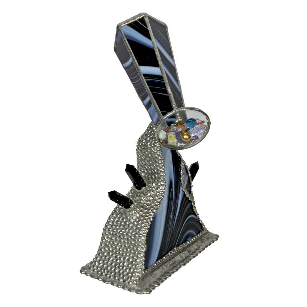 <font size="4" style="position: initial; margin: initial;"><span style="font-family: "EB Garamond"; position: initial; margin: initial;"><font size="4" style="position: initial; margin: initial;">Kaleidoscope With Black & White Stained Glass & Black Onyx Points Artpiece</font></span></font><div style="position: initial; margin: initial; font-family: "EB Garamond";"><font size="4" style="position: initial; margin: initial;"><br style="position: initial; margin: initial; font-family: "EB Garamond";"></font></div><div style="position: initial; margin: initial; font-family: "EB Garamond";"><span style="position: initial; margin: initial; font-family: "EB Garamond";"><font size="4" style="position: initial; margin: initial;">A memorizing and impressive artwork.</font></span><br style="position: initial; margin: initial;"></div><div style="position: initial; margin: initial; font-family: "EB Garamond";"><span style="position: initial; margin: initial; font-family: "EB Garamond";"><font size="4"><div style="caret-color: rgb(0, 0, 0); color: rgb(0, 0, 0); text-size-adjust: auto; font-family: "EB Garamond"; position: initial; margin: initial;">Custom black and white tapered stained-glass kaleidoscope with stained-glass pedestal.</div><div style="caret-color: rgb(0, 0, 0); color: rgb(0, 0, 0); text-size-adjust: auto; font-family: "EB Garamond"; position: initial; margin: initial;">Obsidian crystal points.</div><div style="caret-color: rgb(0, 0, 0); color: rgb(0, 0, 0); text-size-adjust: auto; font-family: "EB Garamond"; position: initial; margin: initial;">Kaleidoscope removable for hand held viewing of every changing images created by the tapered optical front surface mirrors.</div><div style="caret-color: rgb(0, 0, 0); color: rgb(0, 0, 0); text-size-adjust: auto; font-family: "EB Garamond"; position: initial; margin: initial;">Custom soldering with natural finish.</div></font></span></div> Kaleidoscope with Black & White Stained Glass & Black Onyx Points Artpiece