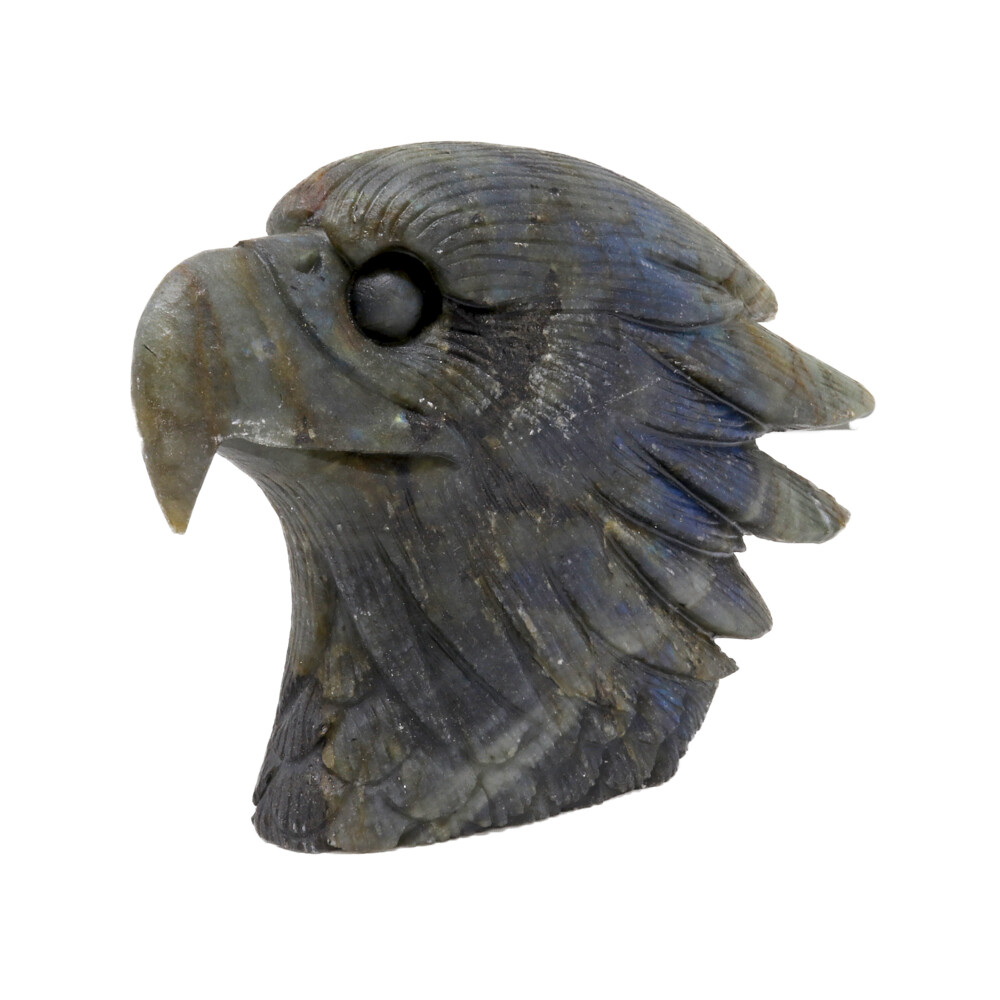 <font size="4"><span style="font-family: "EB Garamond";"><font size="4">Labradorite Eagle Head Carving</font></span></font><div style="position: initial; margin: initial; font-family: "EB Garamond";"><font size="4"><br style="position: initial; margin: initial; font-family: "EB Garamond";"></font></div><div style="position: initial; margin: initial; font-family: "EB Garamond";"><p style="margin: initial; font-variant-numeric: normal; font-variant-east-asian: normal; font-stretch: normal; line-height: normal; font-family: "EB Garamond"; color: rgb(0, 0, 0); position: initial;"><font size="4">“Gem of Voice”</font></p><p style="margin: initial; font-variant-numeric: normal; font-variant-east-asian: normal; font-stretch: normal; line-height: normal; font-family: "EB Garamond"; color: rgb(0, 0, 0); position: initial;"><font size="4"><b style="position: initial; margin: initial; font-family: "EB Garamond";">Labradorite </b>is a form of feldspar with striated tabular crystallization</font></p><p style="margin: initial; font-variant-numeric: normal; font-variant-east-asian: normal; font-stretch: normal; line-height: normal; font-family: "EB Garamond"; color: rgb(0, 0, 0); position: initial;"><font size="4">patterns. Meaning that with the perfect angle of light hitting the fine</font></p><p style="margin: initial; font-variant-numeric: normal; font-variant-east-asian: normal; font-stretch: normal; line-height: normal; font-family: "EB Garamond"; color: rgb(0, 0, 0); position: initial;"><font size="4">layers, an exhilarating feeling can be achieved by the iridescent</font></p><p style="margin: initial; font-variant-numeric: normal; font-variant-east-asian: normal; font-stretch: normal; line-height: normal; font-family: "EB Garamond"; color: rgb(0, 0, 0); position: initial;"><font size="4">reflections that naturally lie within this mysterious stone. Find yours!</font></p><p style="margin: initial; font-variant-numeric: normal; font-variant-east-asian: normal; font-stretch: normal; line-height: normal; font-family: "EB Garamond"; color: rgb(0, 0, 0); position: initial;"><font size="4">With Labradorite’s iridescent and sometimes rainbow-like flashes of</font></p><p style="margin: initial; font-variant-numeric: normal; font-variant-east-asian: normal; font-stretch: normal; line-height: normal; font-family: "EB Garamond"; color: rgb(0, 0, 0); position: initial;"><font size="4">color, it can be very beneficial in uniting all the chakras. While lighter</font></p><p style="margin: initial; font-variant-numeric: normal; font-variant-east-asian: normal; font-stretch: normal; line-height: normal; font-family: "EB Garamond"; color: rgb(0, 0, 0); position: initial;"><font size="4">shades of blue carry the power of flexibility, relaxation, and balance;</font></p><p style="font-variant-numeric: normal; font-variant-east-asian: normal; font-stretch: normal; line-height: normal; font-family: "EB Garamond"; color: rgb(0, 0, 0); position: initial; margin: initial;"><font size="4">darker shades encourage the power of truth. Mined in Madagascar.</font></p></div> Labradorite Eagle Head Carving