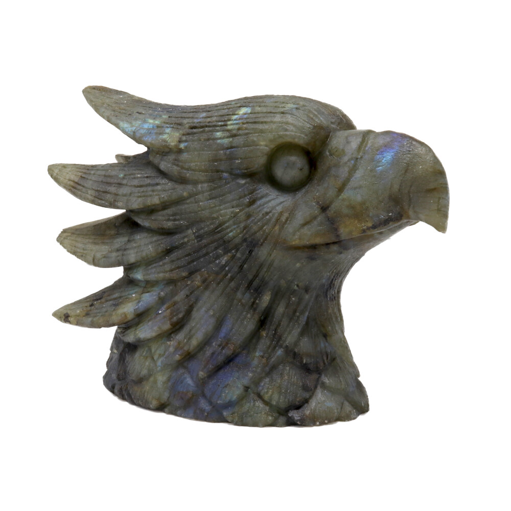 <font size="4"><span style="font-family: "EB Garamond";"><font size="4"><span style="font-family: "EB Garamond";"><font size="4">Labradorite Eagle Head Carving</font></span></font></span></font><div style="position: initial; margin: initial; font-family: "EB Garamond";"><font style="font-family: "EB Garamond";" size="4"><br style="position: initial; margin: initial; font-family: "EB Garamond";"></font></div><div style="position: initial; margin: initial; font-family: "EB Garamond";"><p style="margin: initial; font-variant-numeric: normal; font-variant-east-asian: normal; font-stretch: normal; line-height: normal; font-family: "EB Garamond"; color: rgb(0, 0, 0); position: initial;"><font style="font-family: "EB Garamond";" size="4">“Gem of Voice”</font></p><p style="margin: initial; font-variant-numeric: normal; font-variant-east-asian: normal; font-stretch: normal; line-height: normal; font-family: "EB Garamond"; color: rgb(0, 0, 0); position: initial;"><font style="font-family: "EB Garamond";" size="4"><b style="position: initial; margin: initial; font-family: "EB Garamond";">Labradorite </b>is a form of feldspar with striated tabular crystallization</font></p><p style="margin: initial; font-variant-numeric: normal; font-variant-east-asian: normal; font-stretch: normal; line-height: normal; font-family: "EB Garamond"; color: rgb(0, 0, 0); position: initial;"><font style="font-family: "EB Garamond";" size="4">patterns. Meaning that with the perfect angle of light hitting the fine</font></p><p style="margin: initial; font-variant-numeric: normal; font-variant-east-asian: normal; font-stretch: normal; line-height: normal; font-family: "EB Garamond"; color: rgb(0, 0, 0); position: initial;"><font style="font-family: "EB Garamond";" size="4">layers, an exhilarating feeling can be achieved by the iridescent</font></p><p style="margin: initial; font-variant-numeric: normal; font-variant-east-asian: normal; font-stretch: normal; line-height: normal; font-family: "EB Garamond"; color: rgb(0, 0, 0); position: initial;"><font style="font-family: "EB Garamond";" size="4">reflections that naturally lie within this mysterious stone. Find yours!</font></p><p style="margin: initial; font-variant-numeric: normal; font-variant-east-asian: normal; font-stretch: normal; line-height: normal; font-family: "EB Garamond"; color: rgb(0, 0, 0); position: initial;"><font style="font-family: "EB Garamond";" size="4">With Labradorite’s iridescent and sometimes rainbow-like flashes of</font></p><p style="margin: initial; font-variant-numeric: normal; font-variant-east-asian: normal; font-stretch: normal; line-height: normal; font-family: "EB Garamond"; color: rgb(0, 0, 0); position: initial;"><font style="font-family: "EB Garamond";" size="4">color, it can be very beneficial in uniting all the chakras. While lighter</font></p><p style="margin: initial; font-variant-numeric: normal; font-variant-east-asian: normal; font-stretch: normal; line-height: normal; font-family: "EB Garamond"; color: rgb(0, 0, 0); position: initial;"><font style="font-family: "EB Garamond";" size="4">shades of blue carry the power of flexibility, relaxation, and balance;</font></p><p style="font-variant-numeric: normal; font-variant-east-asian: normal; font-stretch: normal; line-height: normal; font-family: "EB Garamond"; color: rgb(0, 0, 0); position: initial; margin: initial;"><font style="font-family: "EB Garamond";" size="4">darker shades encourage the power of truth. Mined in Madagascar.</font></p></div> Labradorite Eagle Head Carving