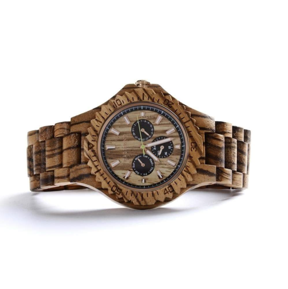 <span style="font-family: "EB Garamond";"><font size="4">Nautical Zebra Wood Watch With Bamboo Box</font></span> <div style="position: initial; margin: initial; font-family: "EB Garamond";"><font size="4"><br style="position: initial; margin: initial; font-family: "EB Garamond";"></font></div><div style="position: initial; margin: initial; font-family: "EB Garamond";"><p style="margin: initial; padding: 0px; border: 0px; font-variant-numeric: inherit; font-variant-east-asian: inherit; font-stretch: inherit; line-height: inherit; font-family: "EB Garamond"; vertical-align: baseline; color: rgb(51, 51, 51); position: initial;"><font size="4">Our collection of organic wood watches are a unique accessory to outfits both casual and formal. This wood watch is handcrafted from sustainably harvested organic wood.</font></p><p style="margin: initial; padding: 0px; border: 0px; font-variant-numeric: inherit; font-variant-east-asian: inherit; font-stretch: inherit; line-height: inherit; font-family: "EB Garamond"; vertical-align: baseline; color: rgb(51, 51, 51); position: initial;"><font size="4">This hand-made wood watch is housed in a Bamboo Box that is perfect for gifting as well as protecting your watch when it is not being worn.</font></p><ul style="margin: initial; padding: 0px; border: 0px; font-variant-numeric: inherit; font-variant-east-asian: inherit; font-stretch: inherit; line-height: inherit; font-family: "EB Garamond"; vertical-align: baseline; color: rgb(51, 51, 51); position: initial;"><li style="margin: initial; padding: 0px; border: 0px; font-style: inherit; font-variant: inherit; font-weight: inherit; font-stretch: inherit; line-height: inherit; font-family: "EB Garamond"; vertical-align: baseline; list-style: outside disc; position: initial;"><font size="4">Zebra Wood: 46MM</font></li><li style="margin: initial; padding: 0px; border: 0px; font-style: inherit; font-variant: inherit; font-weight: inherit; font-stretch: inherit; line-height: inherit; font-family: "EB Garamond"; vertical-align: baseline; list-style: outside disc; position: initial;"><font size="4">Movement: Japan Miyota 2115</font></li><li style="margin: initial; padding: 0px; border: 0px; font-style: inherit; font-variant: inherit; font-weight: inherit; font-stretch: inherit; line-height: inherit; font-family: "EB Garamond"; vertical-align: baseline; list-style: outside disc; position: initial;"><font size="4">Water Resistant: 3ATM</font></li><li style="margin: initial; padding: 0px; border: 0px; font-style: inherit; font-variant: inherit; font-weight: inherit; font-stretch: inherit; line-height: inherit; font-family: "EB Garamond"; vertical-align: baseline; list-style: outside disc; position: initial;"><font size="4">Butterfly Clasp</font></li><li style="margin: initial; padding: 0px; border: 0px; font-style: inherit; font-variant: inherit; font-weight: inherit; font-stretch: inherit; line-height: inherit; font-family: "EB Garamond"; vertical-align: baseline; list-style: outside disc; position: initial;"><font size="4">Hardened Mineral Glass Casing</font></li><li style="margin: initial; padding: 0px; border: 0px; font-style: inherit; font-variant: inherit; font-weight: inherit; font-stretch: inherit; line-height: inherit; font-family: "EB Garamond"; vertical-align: baseline; list-style: outside disc; position: initial;"><font size="4">Warranty: One Year from the time of purchase.</font></li></ul></div> Nautical Zebra Wood Watch With Bamboo Box