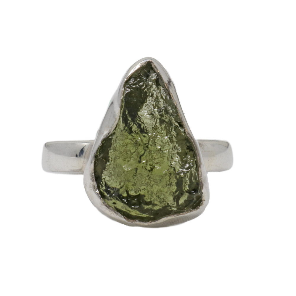 <span></span><span style="font-family: "EB Garamond";"><font size="4">Moldavite Ring - Rough Flame Freeform With Silver Bezel Size 9</font></span> Moldavite Ring - Rough Flame Freeform With Silver Bezel Sz9