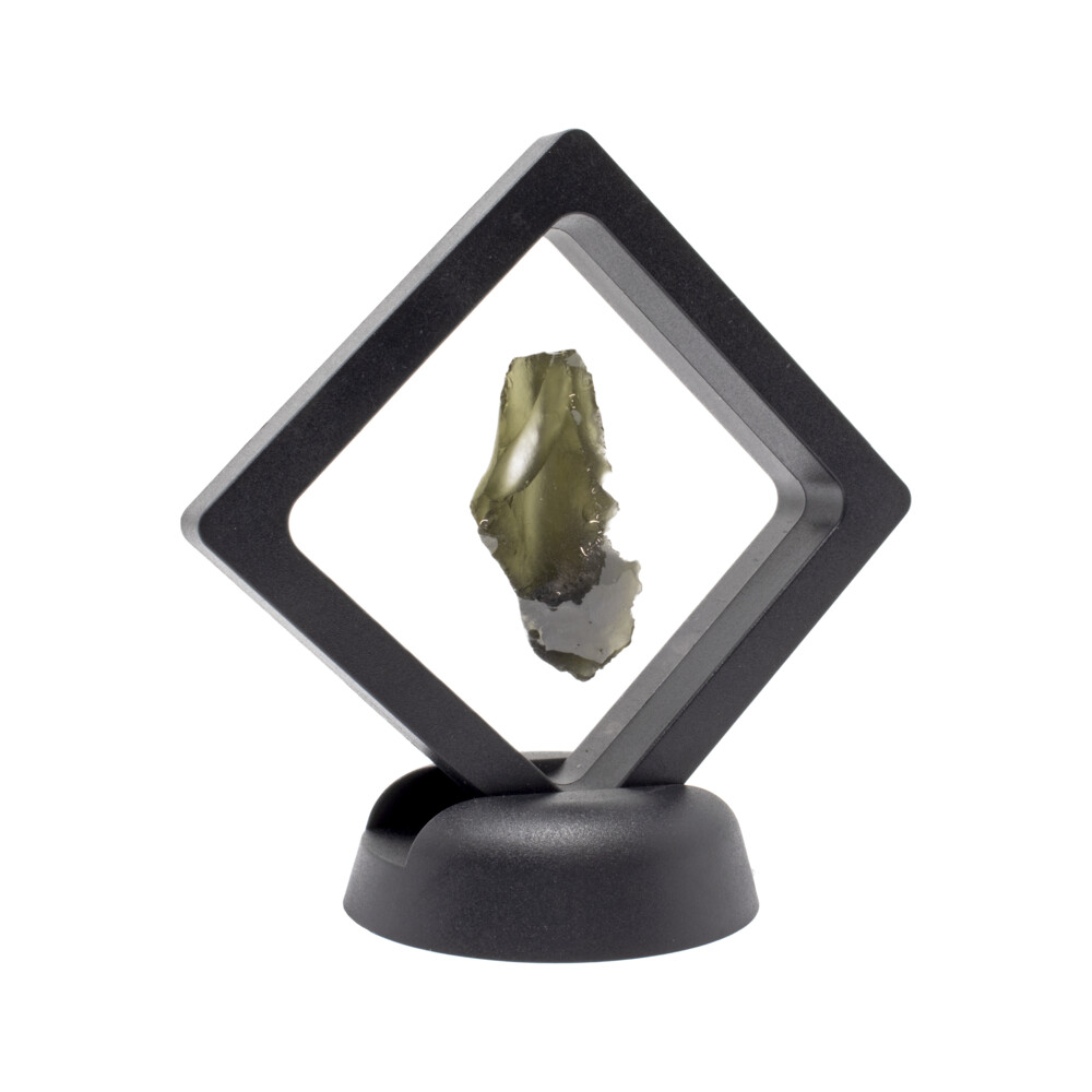<font size="4"><font style="position: initial; margin: initial; font-family: "EB Garamond"; color: rgb(0, 0, 0);">This Moldavite tektite specimen has incredible structure and formation that creates an abstract aspect to the tektite. It shows a bouquet of flowers to some of its viewers or just a angular formation to some, its all up to your imagination! The semi-translucent color shines a vibrant green when light passes through and a deeper rich cool toned green when its not in the spotlight. </font><span style="color: rgb(0, 0, 0); font-family: "EB Garamond"; position: initial; margin: initial;">This beautiful stone is rare, found only in Czechoslovakia, and is named for the area in which it is found, near the Moldau River (called the Vltava in Czech). While scientists differ in theories regarding Moldavite’s origin, nearly all agree its formation coincides with the crash of a large meteorite approximately 14.8 million years ago in what is now the Bohemian plateau. The rock metamorphosed by the heat of impact created a strew field of Moldavite in the two, mostly rural, areas of Bohemia and Moravia. Farmers often turned up the stones when plowing their fields, while other specimens worked their way to the surface after spring thaw or heavy rains in the fall. More recently collectors have “mined” for gem grade and museum quality specimens by sifting and digging through loose sands and gravels. </span><span style="color: rgb(0, 0, 0); font-family: "EB Garamond"; position: initial; margin: initial;">The shapes of Moldavite give witness to its molten origins, most commonly drop-like (round to very flattened), plate or disc shaped, oval, spheroid, dumbbell shaped, elliptical, rod-like or spiral, all common in splash patterns of liquids. Moldavites from Bohemian localities are more drop-like, elongated or rod-like, while Moravian stones are more spherical. Moldavite occurs most often in shades of deep forest green, though some are pale green or olive, and others, especially from Moravia, are greenish-brown.</span><br style="position: initial; margin: initial;"></font><div><span style="color: rgb(0, 0, 0); font-family: "EB Garamond"; position: initial; margin: initial;"><font size="4">Please note; due to the nature of gemstones, each mineral specimen may slightly vary in size, color or shape. If you have any questions, please contact us and we will try our best to assist you. </font></span></div> Moldavite Tektite Raw Nugget -"Bouquet" In Gel Case