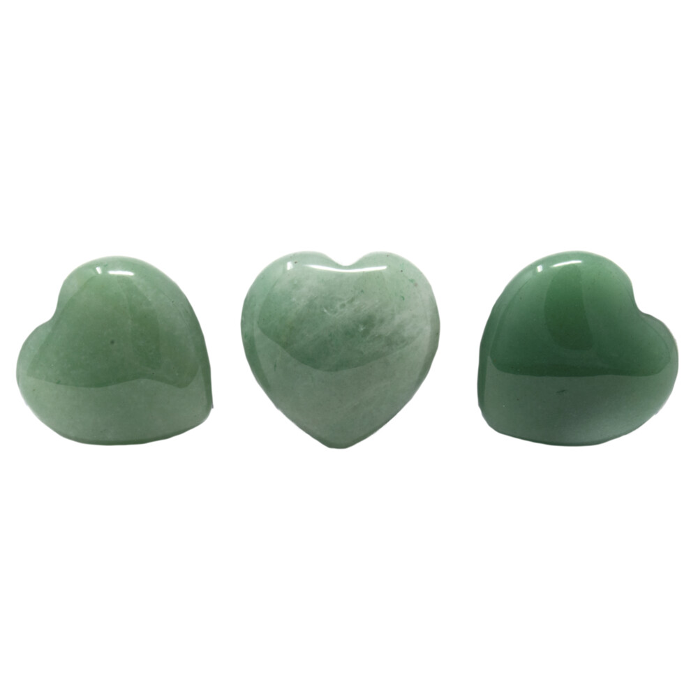<div style="position: initial; margin: initial; font-family: "EB Garamond"; color: rgb(0, 0, 0);"><font size="4">A special heart is just what you need for a last minute gift or a stone for yourself! </font></div><div style="position: initial; margin: initial; font-family: "EB Garamond"; color: rgb(0, 0, 0);"><span style="color: rgb(0, 0, 0); font-family: "EB Garamond"; position: initial; margin: initial;"><font style="font-family: "EB Garamond"; position: initial; margin: initial; color: rgb(0, 0, 0);" size="4"><font style="position: initial; margin: initial; font-family: "EB Garamond"; color: rgb(0, 0, 0);">Aventurine is found in Brazil, India, Russia, the USA, Japan, and Tanzania. Energetically, a gentle stone, said to benefit one in all areas of creativity, imagination as well as intellect and mental clarity. It also helps one see alternatives and potentials in all situations, giving a positive outlook. It’s winning energy makes a great ally by aligning conditions where opportunity is available.</font> </font></span></div><div style="position: initial; margin: initial; font-family: "EB Garamond"; color: rgb(0, 0, 0);"><span style="color: rgb(0, 0, 0); font-family: "EB Garamond"; position: initial; margin: initial;"><font size="4">*As each piece is unique and one of a kind, please allow for variations in size, shape, and color of the stone that you receive. We guarantee the authenticity of this gemstone. Your satisfaction is guaranteed.</font><font size="4" style="font-family: "EB Garamond"; position: initial; margin: initial;"><br style="position: initial; margin: initial;"></font></span></div> Green Aventurine Heart 25mm (Singles)