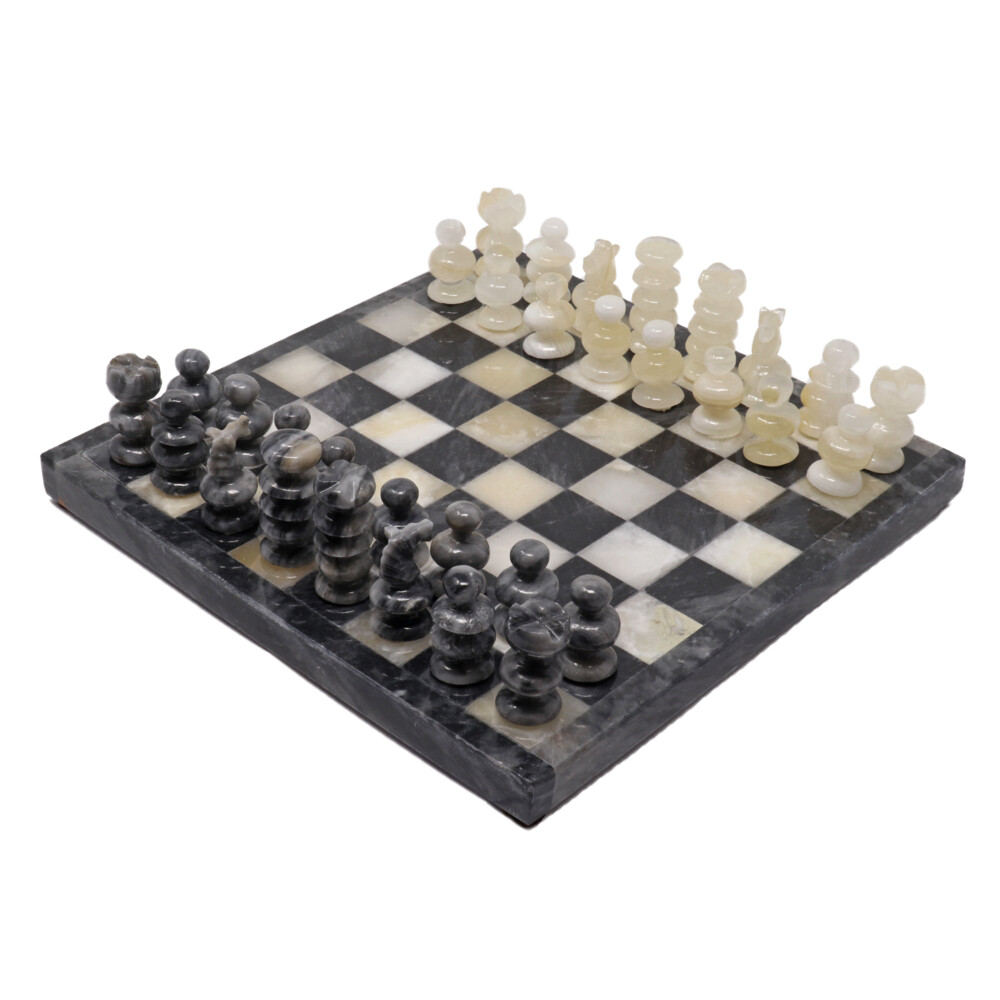 <span style="font-family: "EB Garamond"; position: initial; margin: initial;"><font size="4" style="position: initial; margin: initial;">Onyx Chess Set White / Gray</font></span><div style="position: initial; margin: initial;"><font style="color: rgb(0, 0, 0); font-family: "EB Garamond"; font-size: 1.2rem; line-height: 22px; position: initial; margin: initial;"><span style="position: initial; margin: initial;">Whether you use this chess table as decoration or use it to its full potential in a challenging game of chess, a fun board game for the whole family! Challenge your mind and create your own strategies with one of the most well-known board games out there. The origin of chess remains a matter of controversy. There is no credible evidence that chess existed in a form approaching the modern game before the 6th century </span><span style="text-transform: uppercase; position: initial; margin: initial;">CE</span><span style="position: initial; margin: initial;">. Game pieces found in </span><a href="https://www.britannica.com/place/Russia" style="color: rgb(0, 0, 0); position: initial; margin: initial;">Russia</a><span style="position: initial; margin: initial;">, </span><a href="https://www.britannica.com/place/China" style="color: rgb(0, 0, 0); position: initial; margin: initial;">China</a><span style="position: initial; margin: initial;">, </span><a href="https://www.britannica.com/place/India" style="color: rgb(0, 0, 0); position: initial; margin: initial;">India</a><span style="position: initial; margin: initial;">, </span><a href="https://www.britannica.com/topic/history-of-Central-Asia-102306" style="color: rgb(0, 0, 0); position: initial; margin: initial;">Central Asia</a><span style="position: initial; margin: initial;">, </span><a href="https://www.britannica.com/place/Pakistan" style="color: rgb(0, 0, 0); outline: 0px; position: initial; margin: initial;">Pakistan</a><span style="position: initial; margin: initial;">, and elsewhere that have been determined to be older than that are now regarded as coming from earlier distantly related board </span><a href="https://www.britannica.com/topic/game-recreation" style="color: rgb(0, 0, 0); position: initial; margin: initial;">games</a><span style="position: initial; margin: initial;">, often involving </span><a href="https://www.britannica.com/topic/dice" style="color: rgb(0, 0, 0); position: initial; margin: initial;">dice</a><span style="position: initial; margin: initial;"> and sometimes using playing boards of 100 or more squares.<font style="font-size: 1.2rem; line-height: 22px; position: initial; margin: initial;"> </font></span></font><span style="color: rgb(0, 0, 0); font-family: "EB Garamond"; font-size: 1.2rem; position: initial; margin: initial;"><font style="font-size: 1.2rem; line-height: 22px; position: initial; margin: initial;"><span style="position: initial; margin: initial;"><font style="font-size: 1.2rem; line-height: 22px; position: initial; margin: initial;">Onyx is an excellent stone for stressful or challenging situations as it gives us strength and support. It’s soothing qualities alleviate fear and worries and encourage wise decision-making. Onyx is known to increase happiness, intuition and good fortune. It is known to help us change bad habits and keep emotions under control. Onyx helps us to focus and stay grounded</font></span><span style="font-size: 14px; position: initial; margin: initial;">.</span></font></span></div><div style="position: initial; margin: initial;"><span style="color: rgb(0, 0, 0); font-family: "EB Garamond"; position: initial; margin: initial;"><font style="line-height: 22px; position: initial; margin: initial;"><span style="position: initial; margin: initial;"><p style="font-variant-numeric: normal; font-variant-east-asian: normal; font-stretch: normal; line-height: normal; font-family: "DIN Condensed"; color: rgb(0, 0, 0); position: initial; margin: initial;"><span style="font-family: "EB Garamond";"><font size="4">As this is a one of a kind item made from stone, no two are alike. Please allow for variations in color and design in the piece that you receive. Your satisfaction is 100% guaranteed.</font></span></p></span></font></span></div> Onyx Chess Set White / Gray