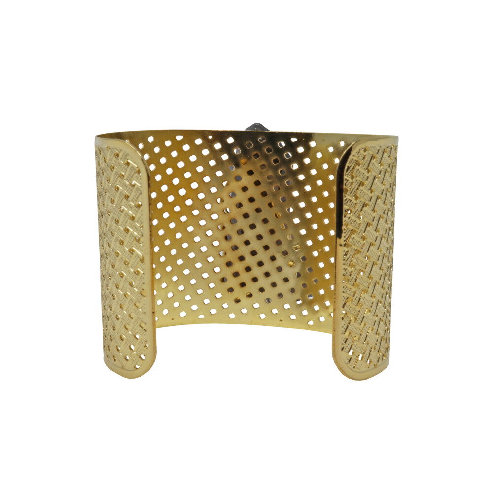 <span style="font-family: "EB Garamond"; position: initial; margin: initial;"><font size="4" style="position: initial; margin: initial;">Smoky Quartz Cluster Cuff - Prong Set Gold Overlay Wide Band</font></span><div><font face="EB Garamond">Smoky Quartz is a translucent variety of Quartz; with colors ranging from a translucent brownish-gray to an almost opaque black (morion). The color occurs due to its chemical composition as a silicon dioxide mineral; when free silicon atoms are exposed to natural irradiation. Energetically smoky quartz is a great protection stone on many levels. As a transformative stone, it is excellent at elevating moods, relieving stress, and other negative emotions. It is also very grounding and physically it may help ease diseases occurring around the lower torso. Associated with the Root Chakra. <br></font><div style="position: initial; margin: initial;"><span style="color: rgb(0, 0, 0); font-family: "EB Garamond"; position: initial; margin: initial;">As each piece is unique and one of a kind, please allow for variations in size, shape, and color of the stone that you receive. We guarantee the authenticity of this gemstone. Your satisfaction is guaranteed.</span><span style="font-family: "EB Garamond"; position: initial; margin: initial;"><font size="4" style="position: initial; margin: initial;"><br style="position: initial; margin: initial;"></font></span></div></div> Smoky Quartz Cluster Cuff - Prong Set Gold Overlay Wide Band