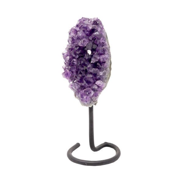 Closeup photo of Amethyst Geodes And Clusters On A Spiral Stand