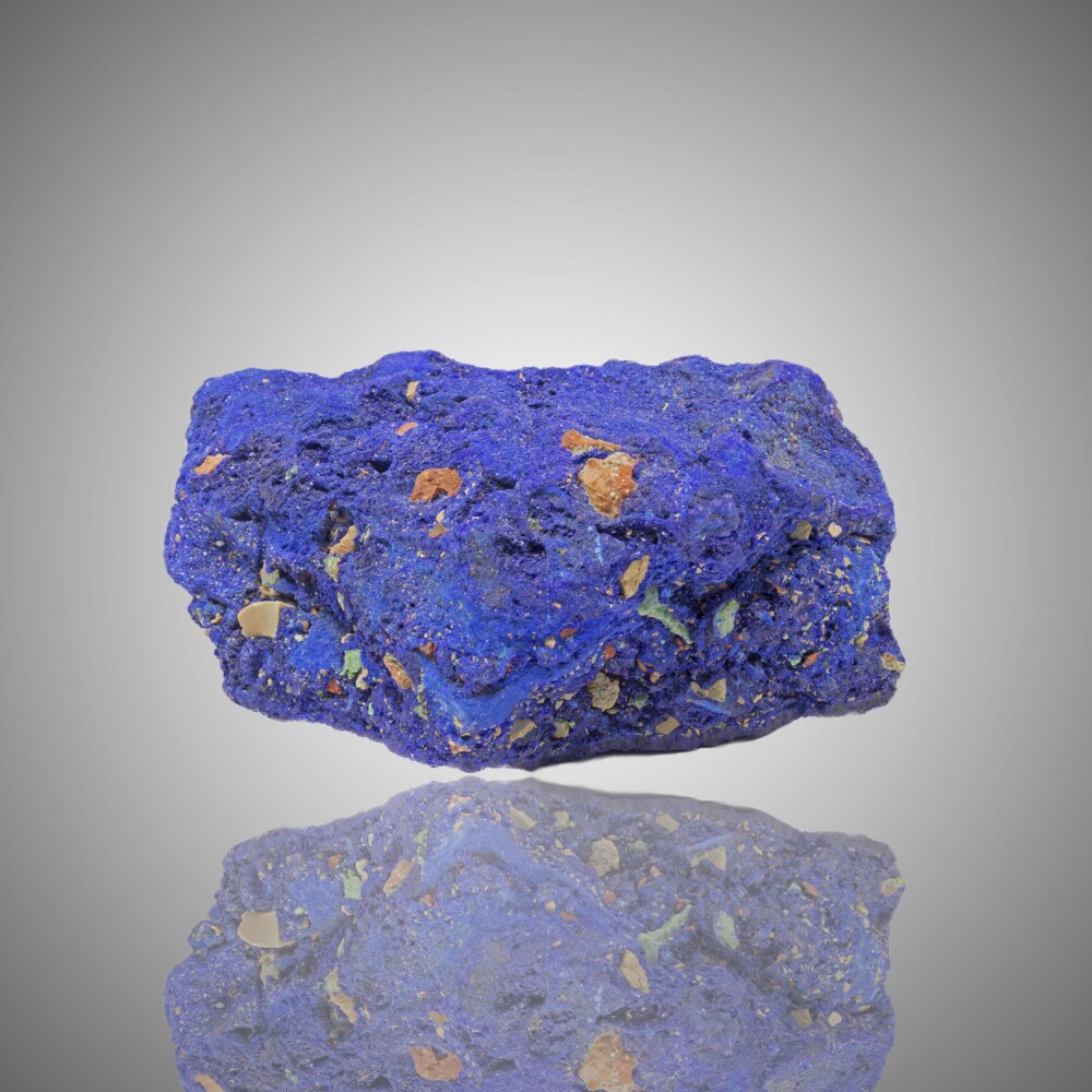 <span style="font-family: "EB Garamond";"><font size="4">This azurite specimen has a couple bulbs on the top with a surprisingly flat bottom side. With one stripe of malachite and one stripe of cuprite.</font></span> Azurite Malachite Specimen From Morenci, Arizona