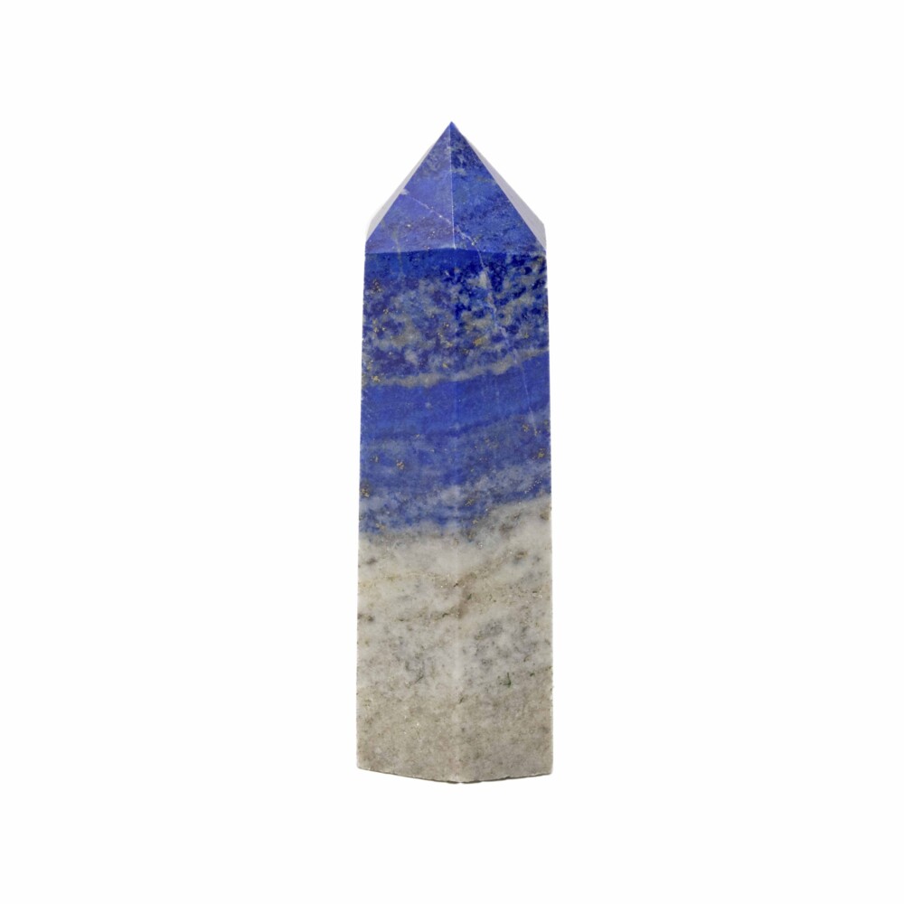 <div style="position: initial; margin: initial; font-family: "EB Garamond";"><span style="font-size: 16.8px;">This Lapis Lazuli tower point is simply striking with it's varying hues of grey and blue. Lapis Lazuli was created millions of years ago during the metamorphosis of limestone to marble nature created deposits. The rock is formed of multiple minerals, mostly Lazurite, Sodalite, Calcite and Pyrite; a rich, medium to royal blue with gold flecks. This is a stone of communication and can bring truthfulness and mental clarity. Enhance your well-being with our stunning crystal points! </span><br></div><div style="position: initial; margin: initial; font-family: "EB Garamond";"><span style="font-family: "EB Garamond"; position: initial; margin: initial;"><font size="4" style="position: initial; margin: initial;"><div style="font-family: Roboto, "Lucida Sans", "trebuchet MS", Arial, Helvetica; font-size: 16.8px; position: initial; margin: initial;"><span style="color: rgb(0, 0, 0); font-family: "EB Garamond"; position: initial; margin: initial;"><font style="font-size: 1.2rem; line-height: 22px; position: initial; margin: initial;">*As each piece is unique and one of a kind, please allow for variations in size, shape, and color of the stone that you receive. </font></span></div></font></span></div> Lapis Lazuli Tower Point