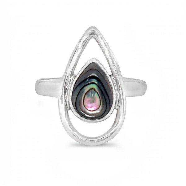 Closeup photo of Abalone Ring Size 6 - Pear