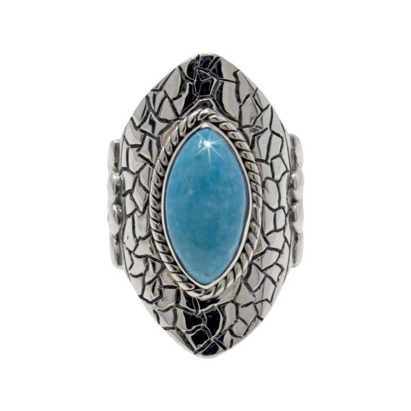 Closeup photo of Mexican Turquoise Ring Size 8 - Oval Sharp