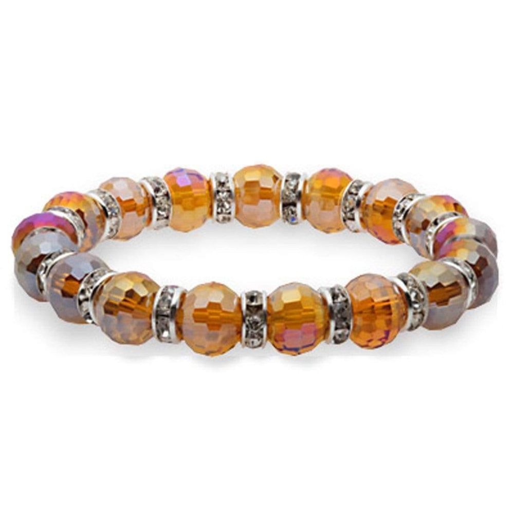 <font size="4" style="position: initial; margin: initial;"><span style="font-family: "EB Garamond"; position: initial; margin: initial;">Crystal Bracelet - Light Topaz </span></font><span style="font-family: "EB Garamond"; font-size: 16.8px; position: initial; margin: initial;">Color</span><div style="position: initial; margin: initial; font-family: "EB Garamond";"><font style="position: initial; margin: initial; font-family: "EB Garamond";" size="4"><br style="position: initial; margin: initial; font-family: "EB Garamond";"></font></div><div style="position: initial; margin: initial;"><p style="margin: initial; padding: 0px; border: 0px; font-variant-numeric: inherit; font-variant-east-asian: inherit; font-stretch: inherit; line-height: inherit; vertical-align: baseline; position: initial;"><font style=""><font color="#333333" face="EB Garamond" size="4">Each glass bead is faceted and sparkles as the light touches it. The beads are </font><font color="#333333" face="EB Garamond"><span style="font-size: 16.8px;">separated</span></font><font color="#333333" face="EB Garamond" size="4"> by channel-set cubic zirconia crystals encased in rhodium plated spacers.</font></font></p><p style="margin: initial; padding: 0px; border: 0px; font-variant-numeric: inherit; font-variant-east-asian: inherit; font-stretch: inherit; line-height: inherit; vertical-align: baseline; position: initial;"><font style=""><font color="#333333" face="EB Garamond" size="4">This glass bracelet is perfect for a casual day with your friends, or a piece of </font><font color="#333333" face="EB Garamond"><span style="font-size: 16.8px;">jewelry</span></font><font color="#333333" face="EB Garamond" size="4"> perfect for a formal event.</font></font></p><p style="font-family: "EB Garamond"; margin: initial; padding: 0px; border: 0px; font-variant-numeric: inherit; font-variant-east-asian: inherit; font-stretch: inherit; line-height: inherit; vertical-align: baseline; color: rgb(51, 51, 51); position: initial;"><font size="4">This bracelet is comfortable as it is secured by a strong elastic band that allows it to sit comfortably on most adult wrists and expand as needed.</font></p><p style="font-family: "EB Garamond"; margin: initial; padding: 0px; border: 0px; font-variant-numeric: inherit; font-variant-east-asian: inherit; font-stretch: inherit; line-height: inherit; vertical-align: baseline; color: rgb(51, 51, 51); position: initial;"><font size="4">Bracelet length - 8"</font></p></div> Crystal Bracelet - Light Topaz Color