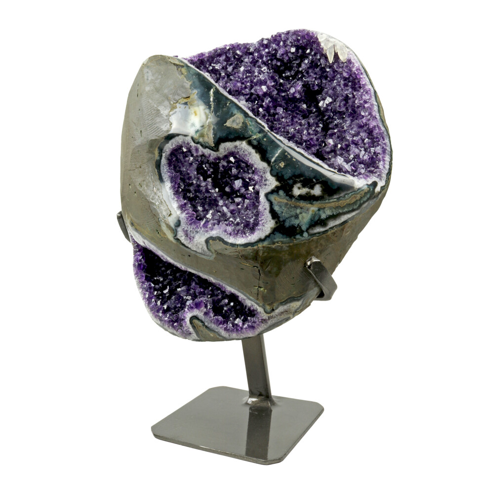 Amethyst Druze Geode On A Fitted Spiral Stand - Icy Grape Jelly With A Bridge